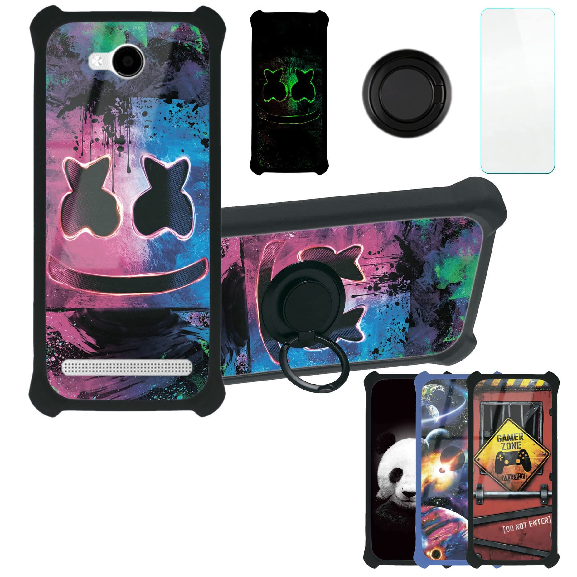 Case for Konrow Coolsense Case Compatible with Konrow Coolsense Phone Case Cover [with Tempered Glass Screen Protector][PC + TPU 2 in 1][Ring Support] [Luminous Effect] YGH-BQ