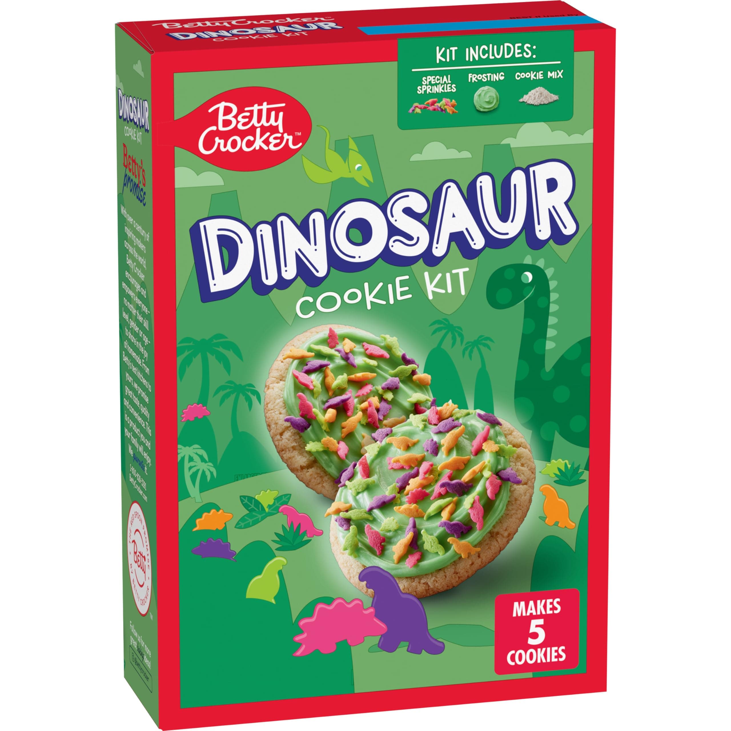 Betty Crocker Dinosaur Cookie Kit with Green Icing & Sprinkles, 11.6 oz