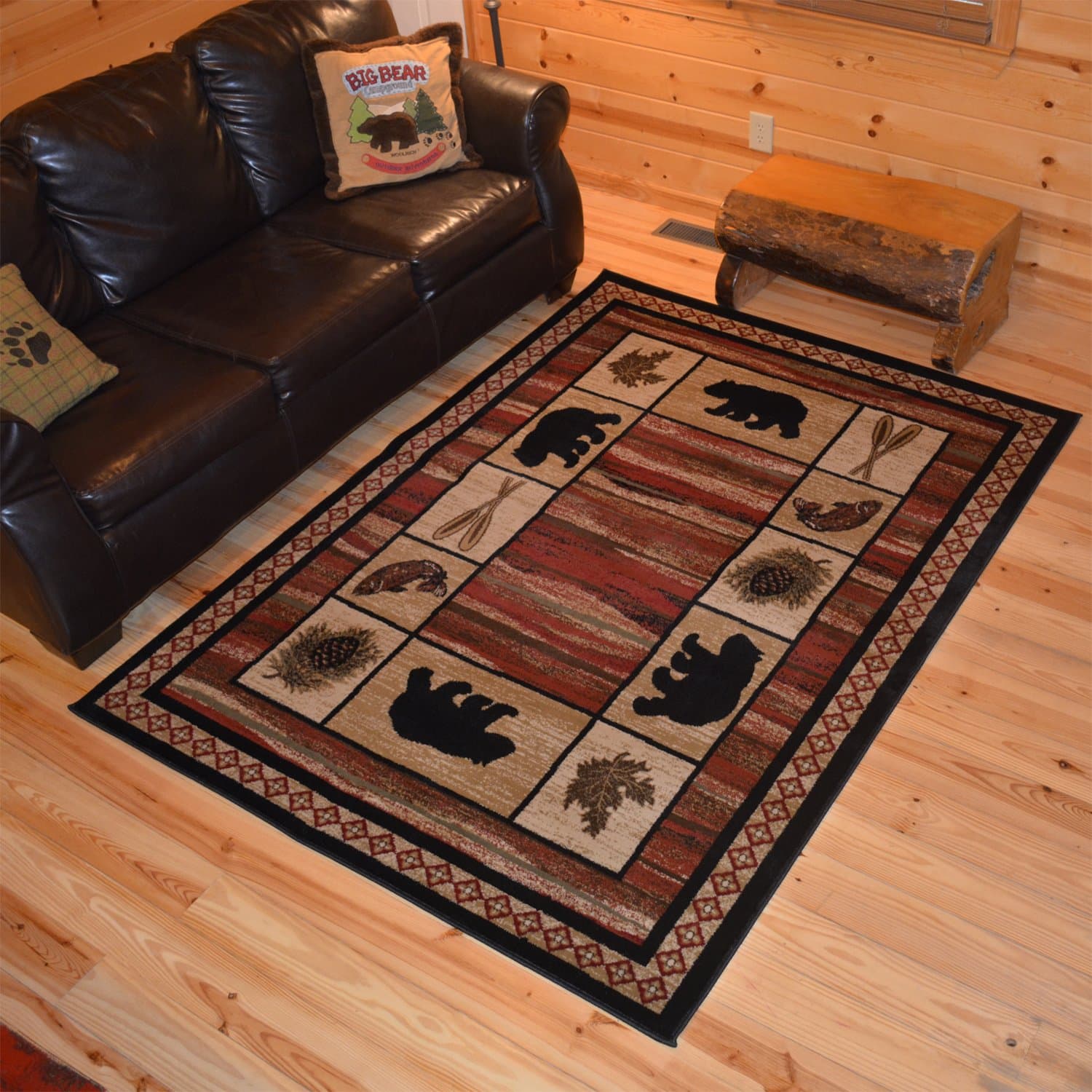 Mayberry Rug Rustic Lodge Bear Cabin Multi 2'3"x3'3" Area Rug