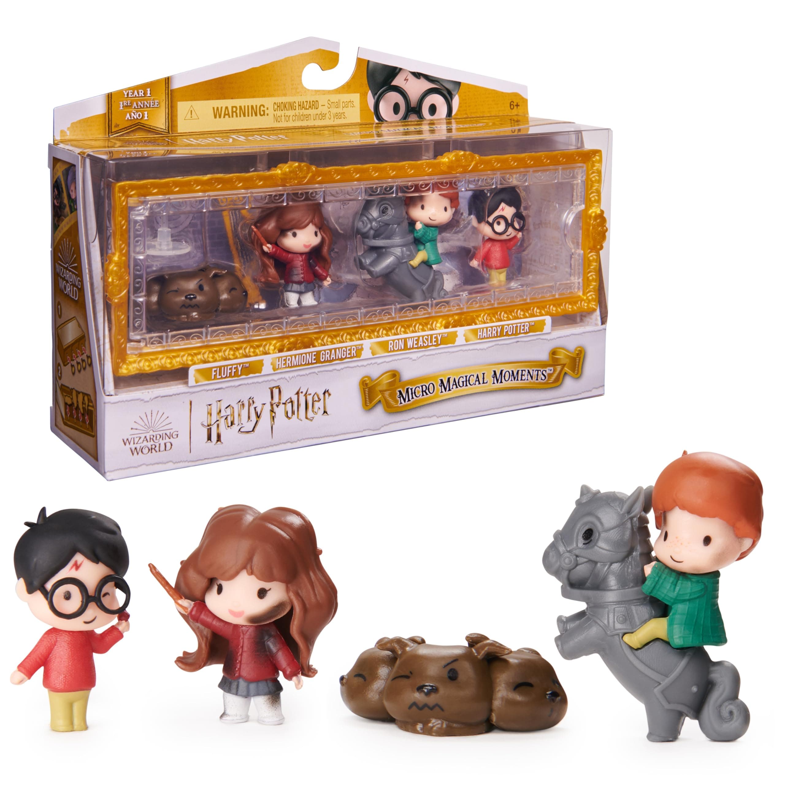 Wizarding World Potter, Micro Magical Moments Gift with Exclusive Harry Hermione Ron Figurines, Bushy and Exhibition Box, Toys for Children, 6067351