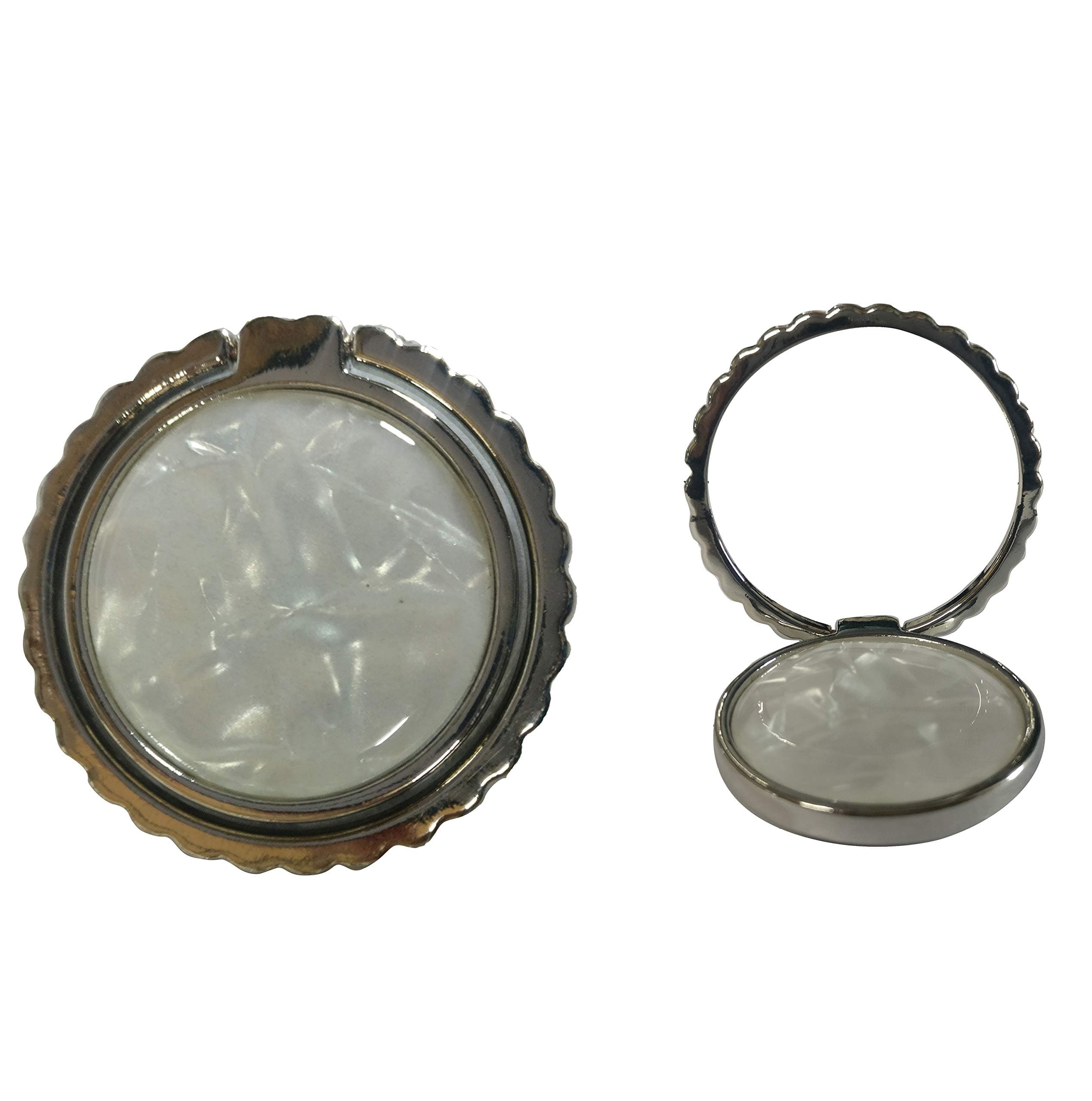 Crysendo PEARL FINISH ULTRA THIN (3mm) I Ring Finger Grip Holder with 180° Swivel for All Mobile Phones. Steel Body with Gold Ion plating (Natural White Pearl Finish Holder)