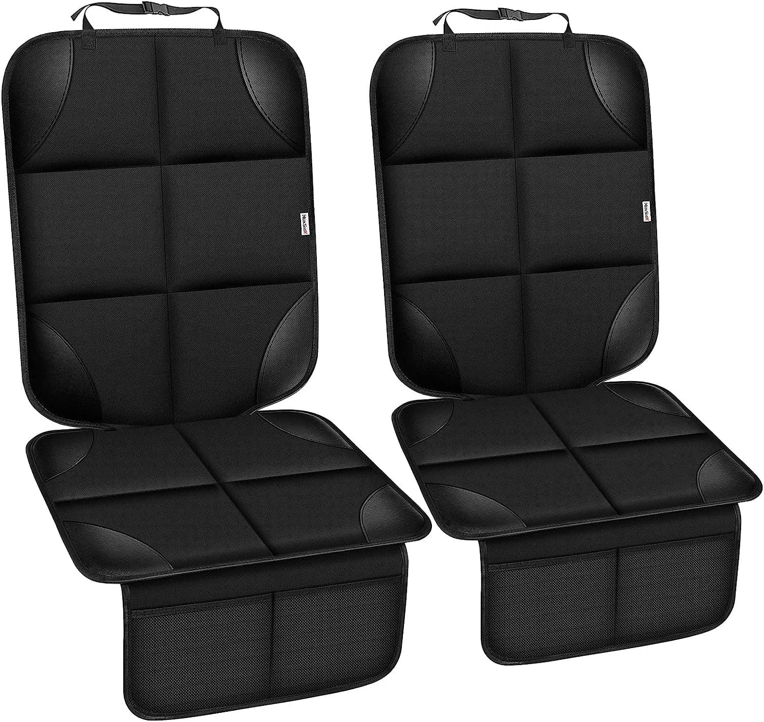 Meolsaek Car Seat Protector for Child Car Seat, Durable 600D Fabric Waterproof Car Seat Cover with Thick Pad Non-Slip Backing，No Imprints (Black 2pcs)