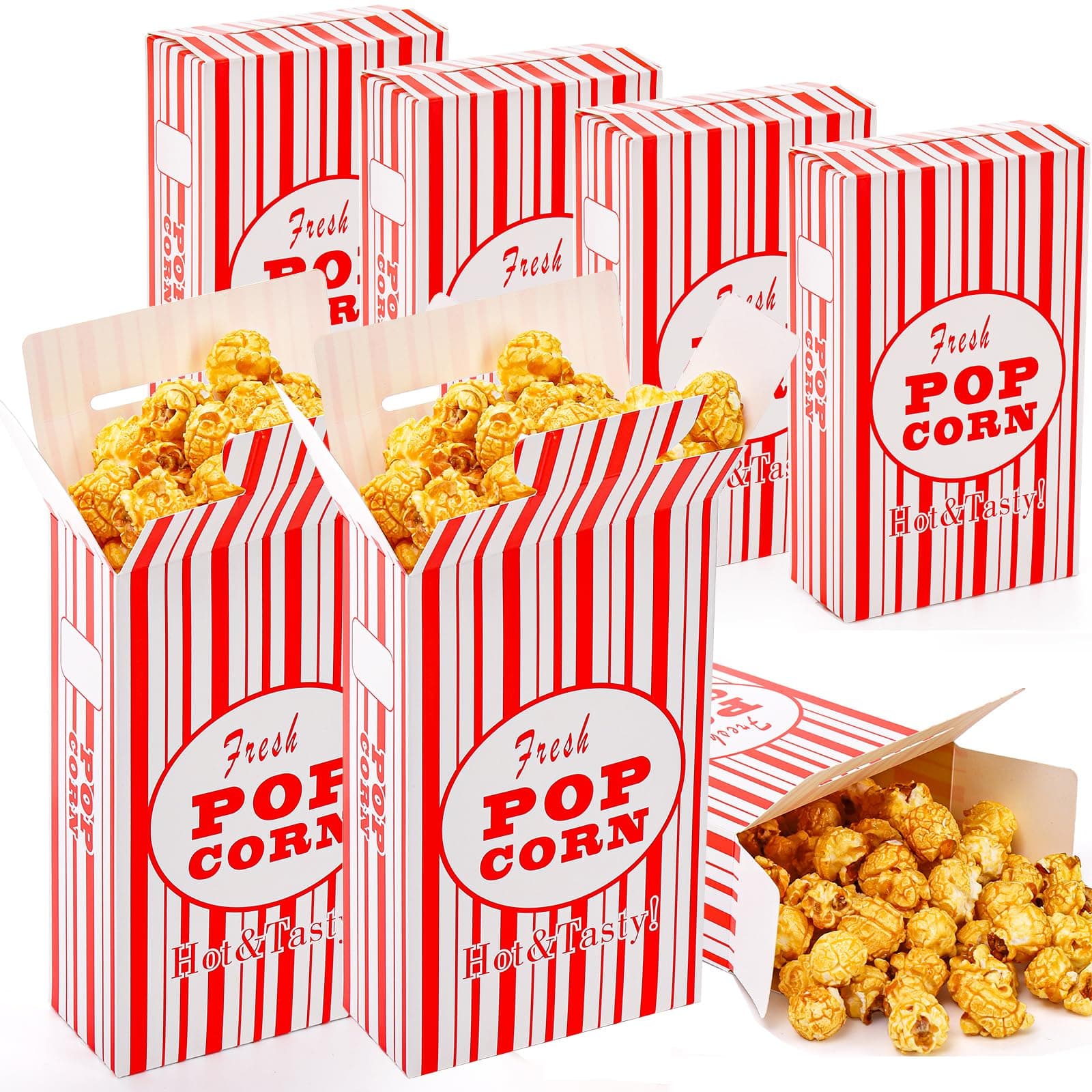 Bekith 100 Pack Paper Popcorn Boxes, Close-Top Popcorn Containers Cups Bucket for Movie Party and Theater Night