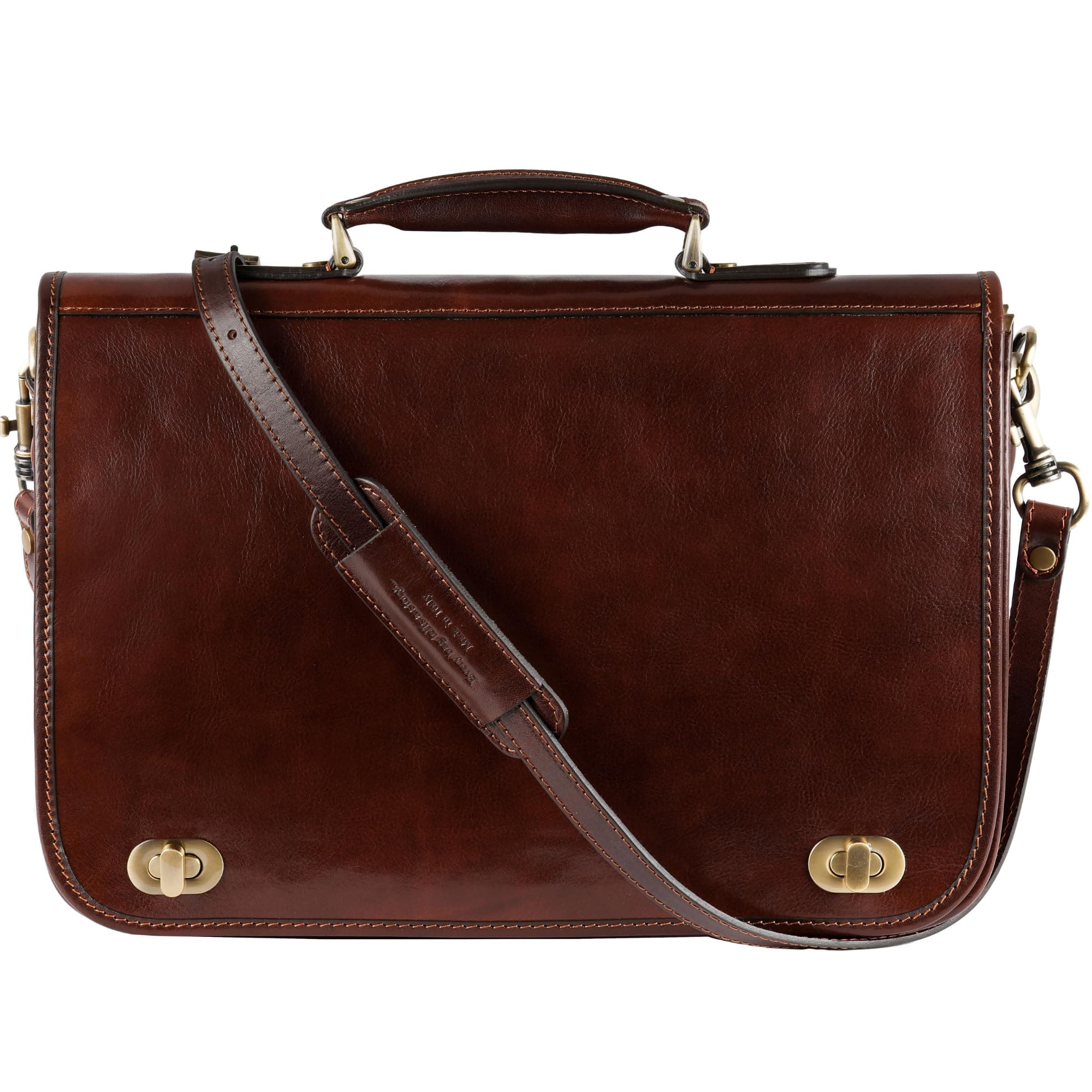 Time Resistance Leather Briefcase - Italian Full Grain Leather Laptop Bag