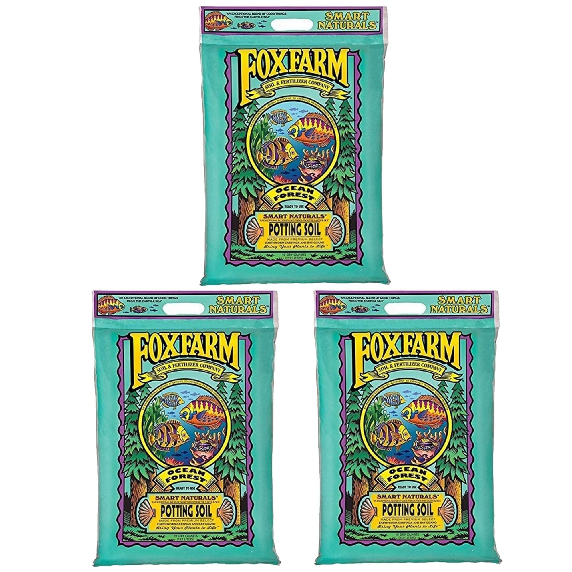 FoxFarmFX14053 12-Quart Ocean Forest Potting Soil (Тhrее Pаck)