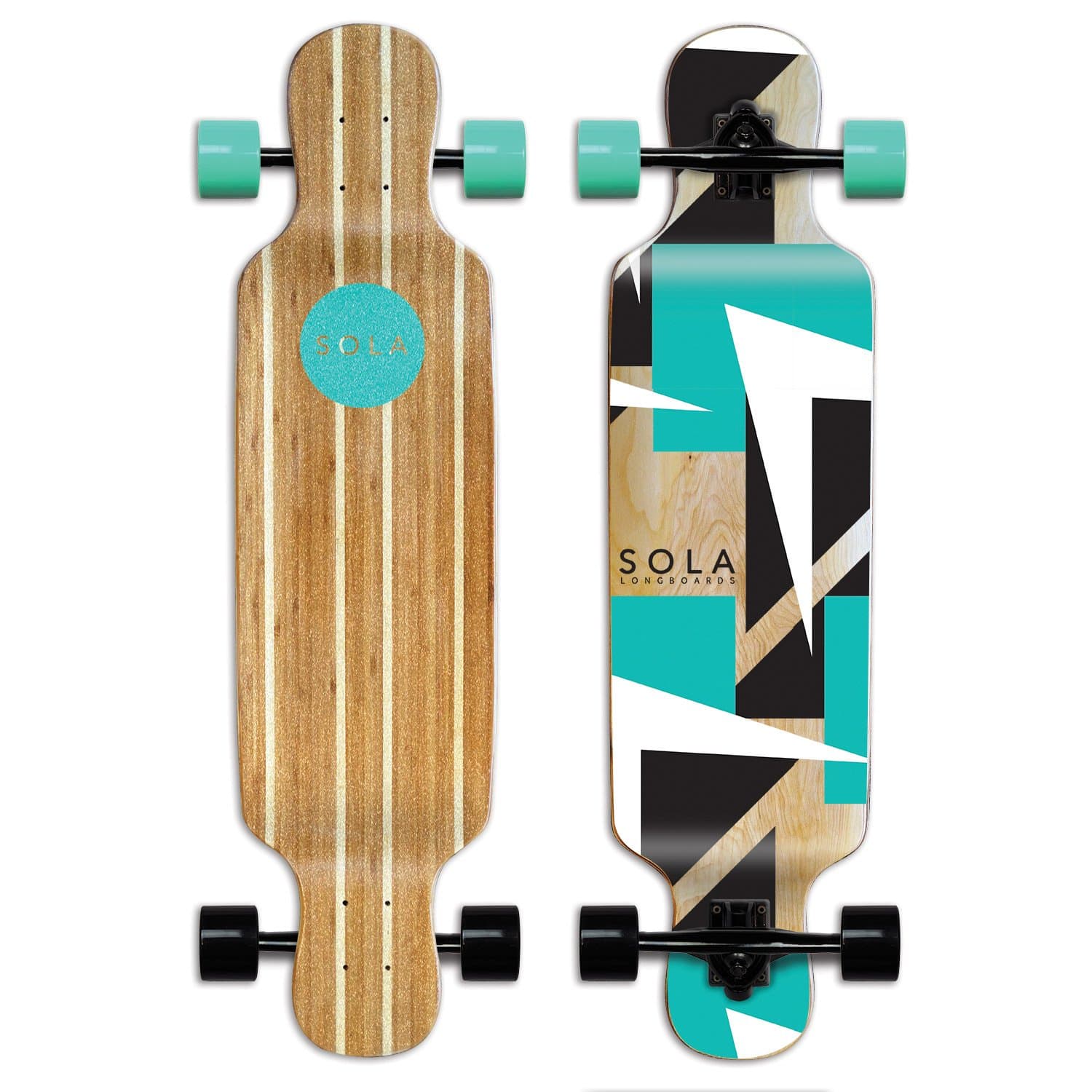 SOLA Bamboo Premium Graphic Design Complete Longboard Skateboard - 36 to 38 inch