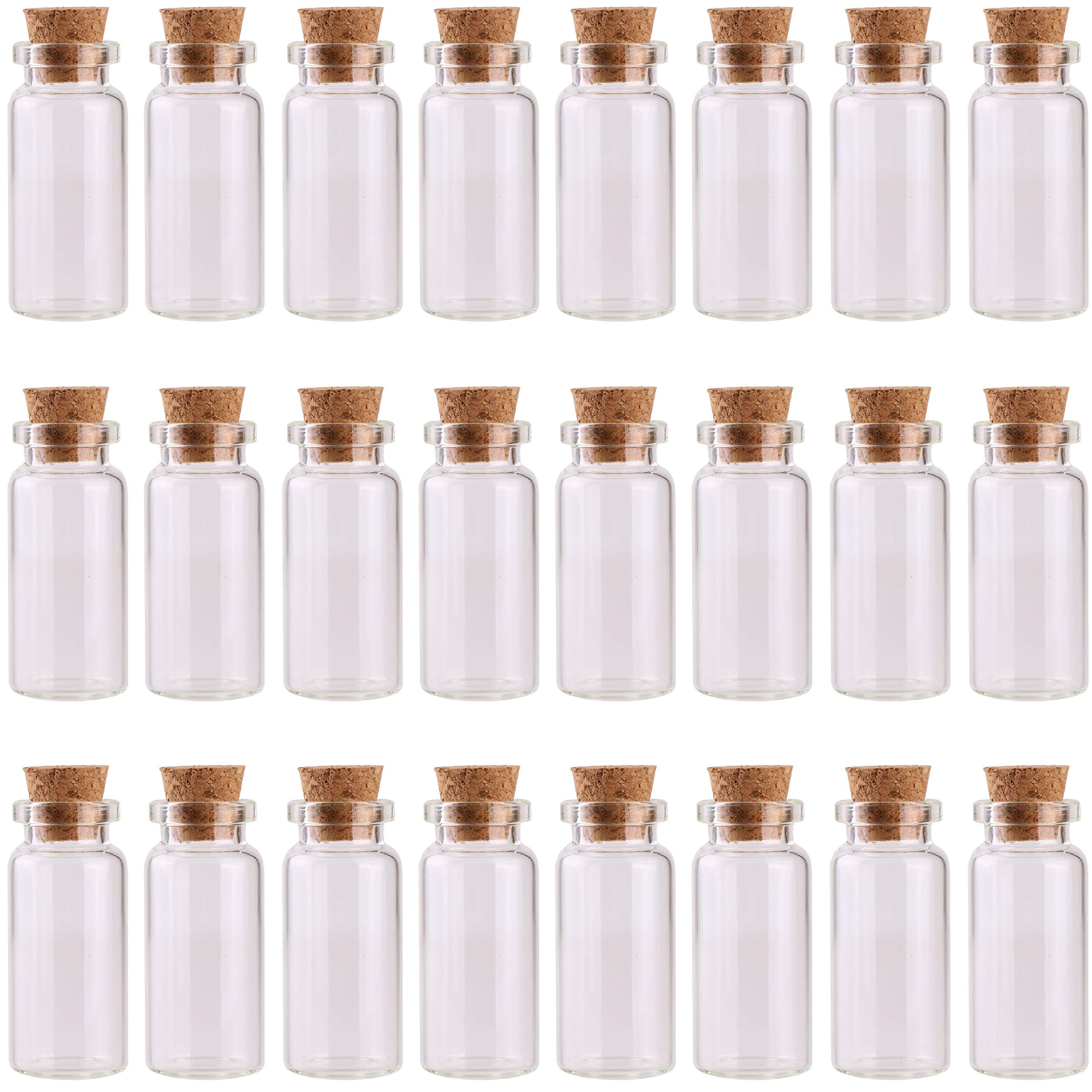 MaxMau 24PCS 10ml Glass Bottles Cork Stoppers DIY Decoration Mini Glass Vials Cork Message Glass Bottle Vial Cork,Small Glass Bottles Jars Corks for Wedding Party Favors
