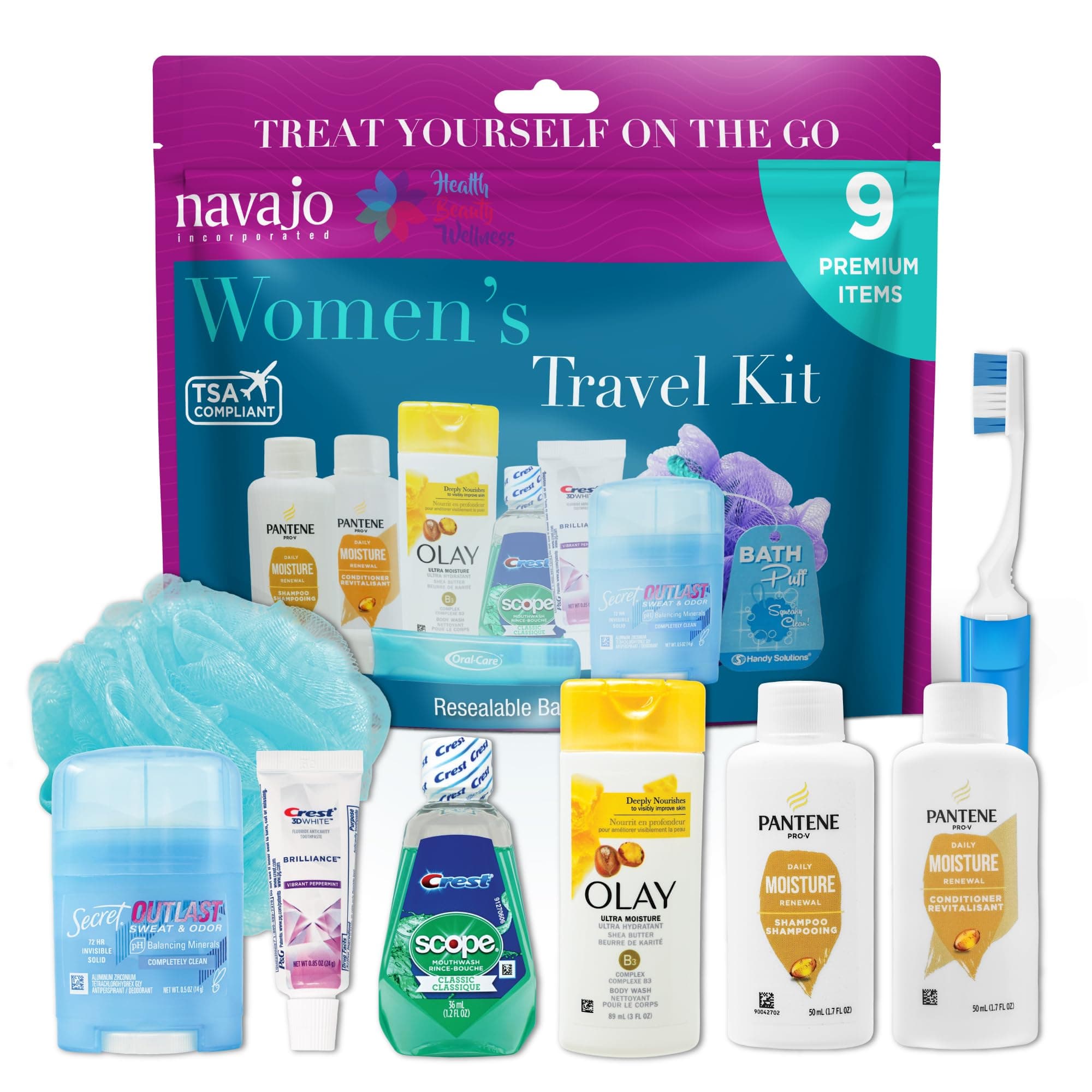 9 Piece Resealable Women's Travel Kit
