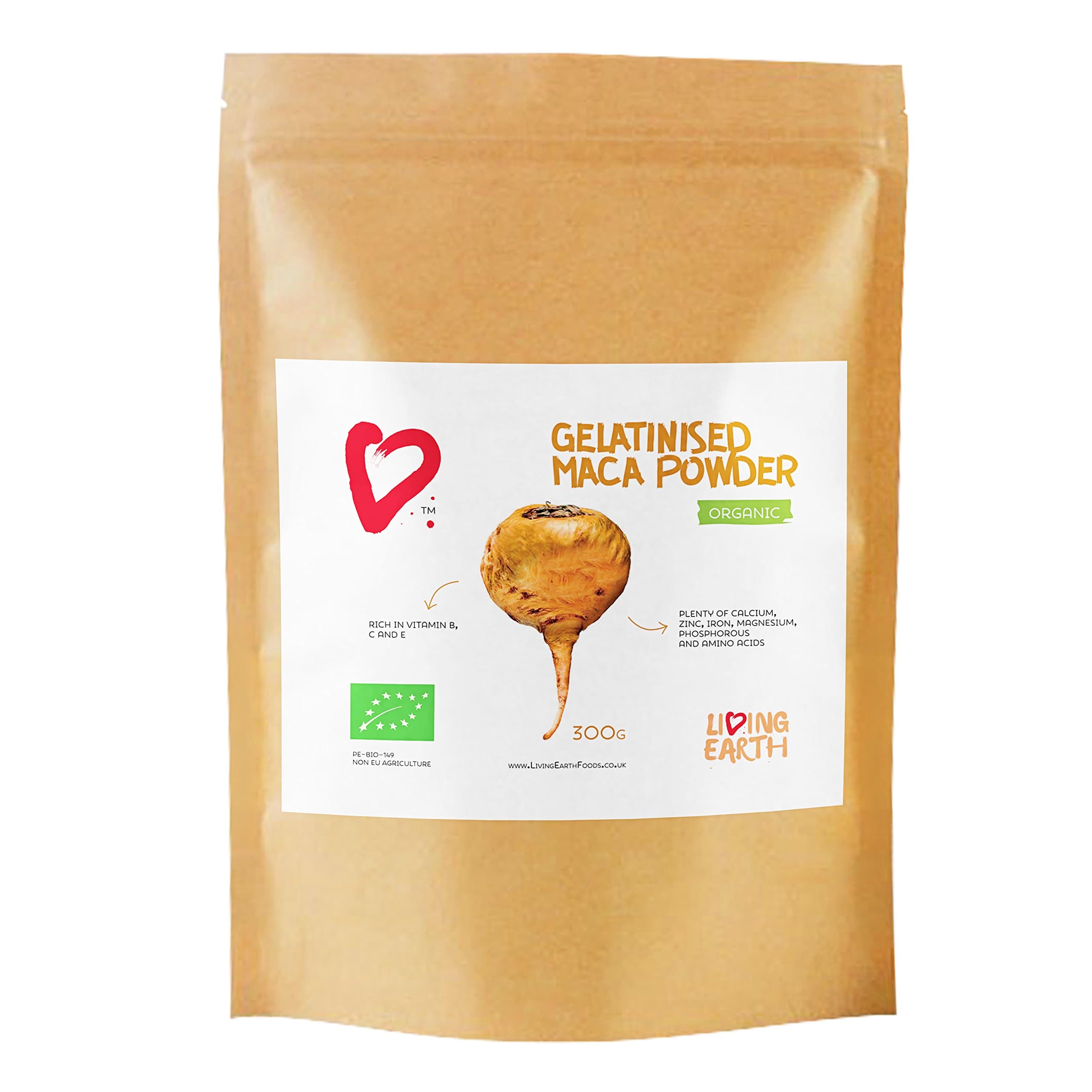 300g - Just Launched! - Certified Organic Gelatinized Maca Powder by Living Earth