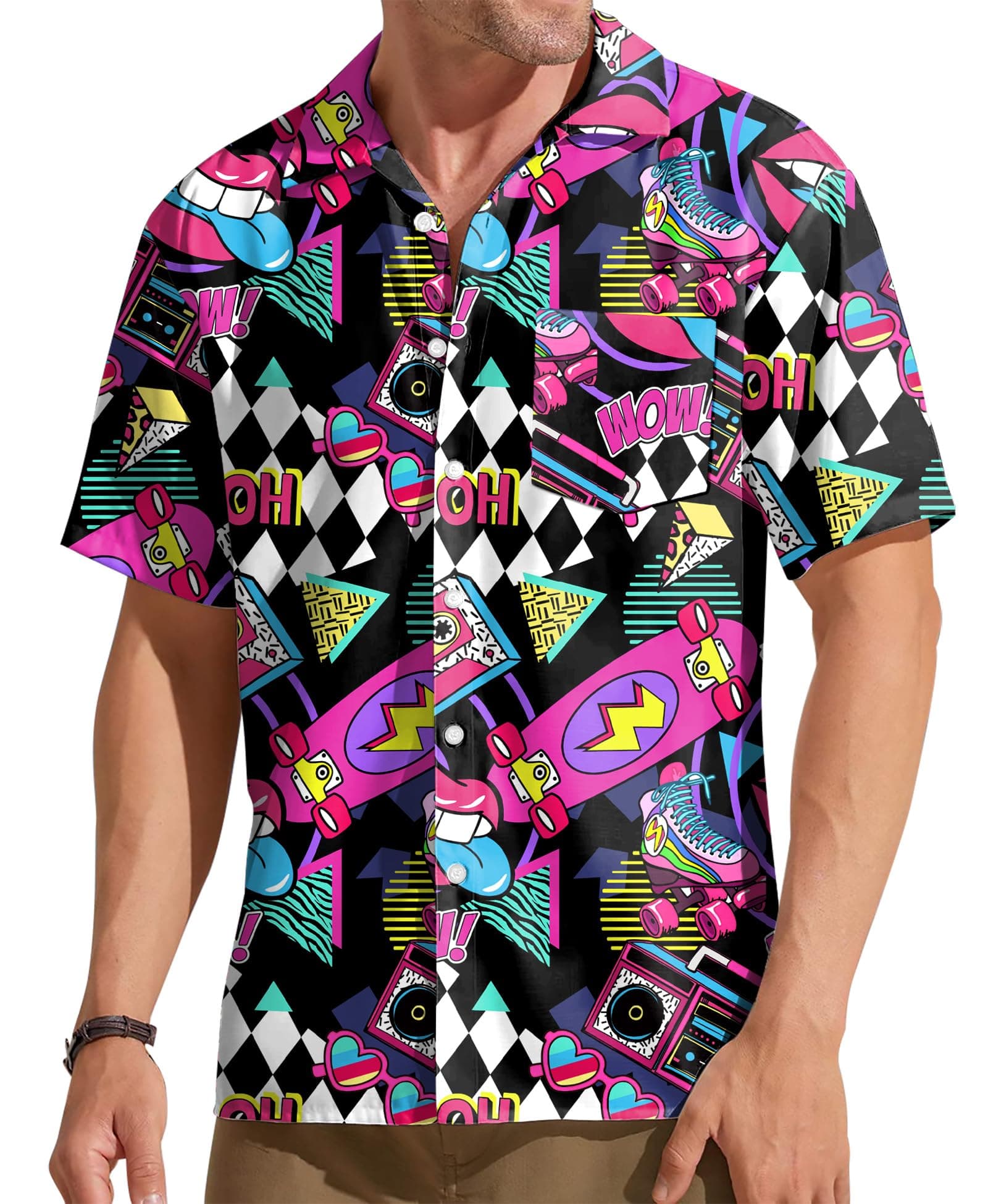 Sponsored Ad – 80s Vintage Shirt for Men 70s Disco Shirt Party Costume Men's Retro Classic Hawaii Shirt