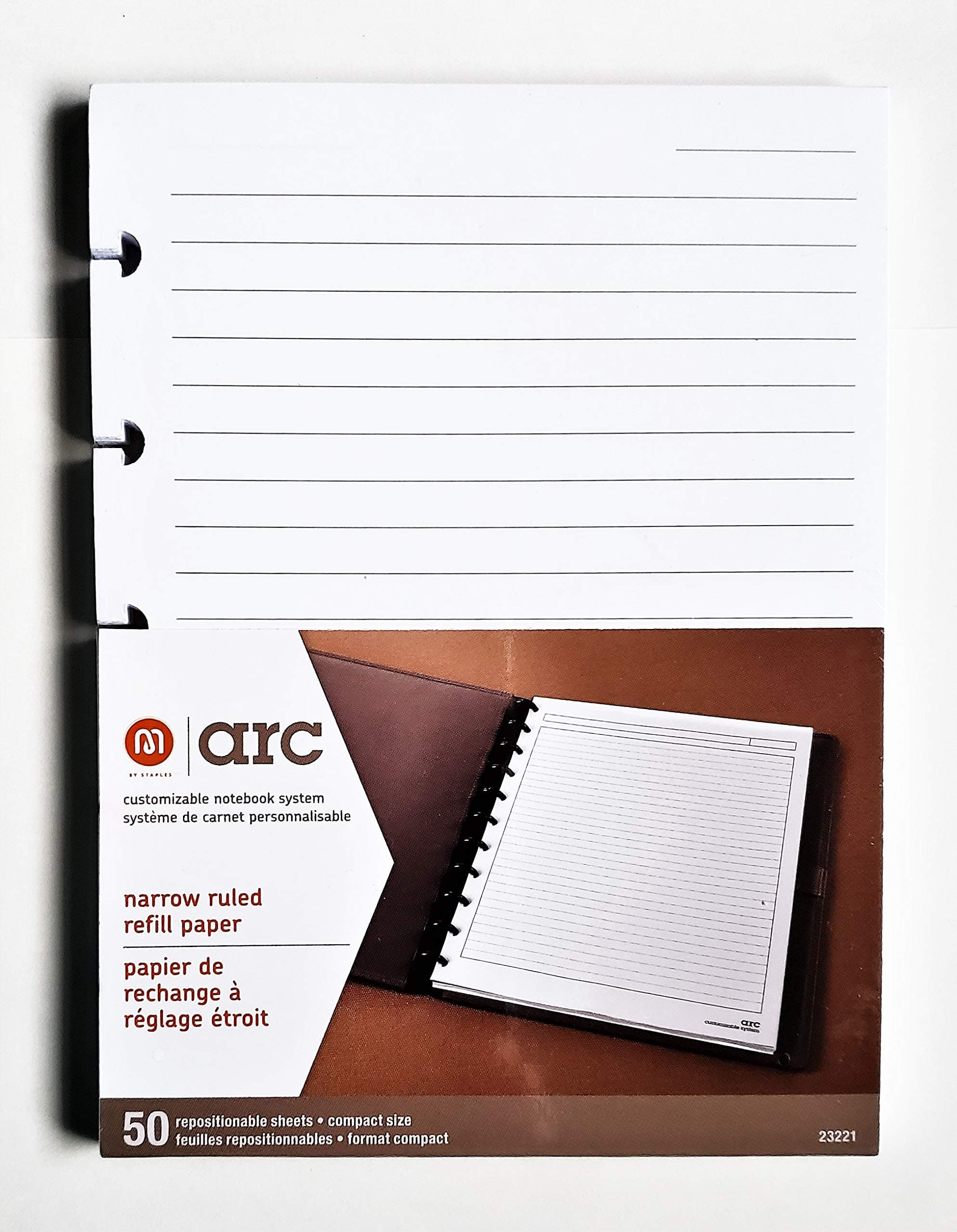 Staples Arc System Ruled Premium Refill Paper, White, 4.25 X5.75 inches