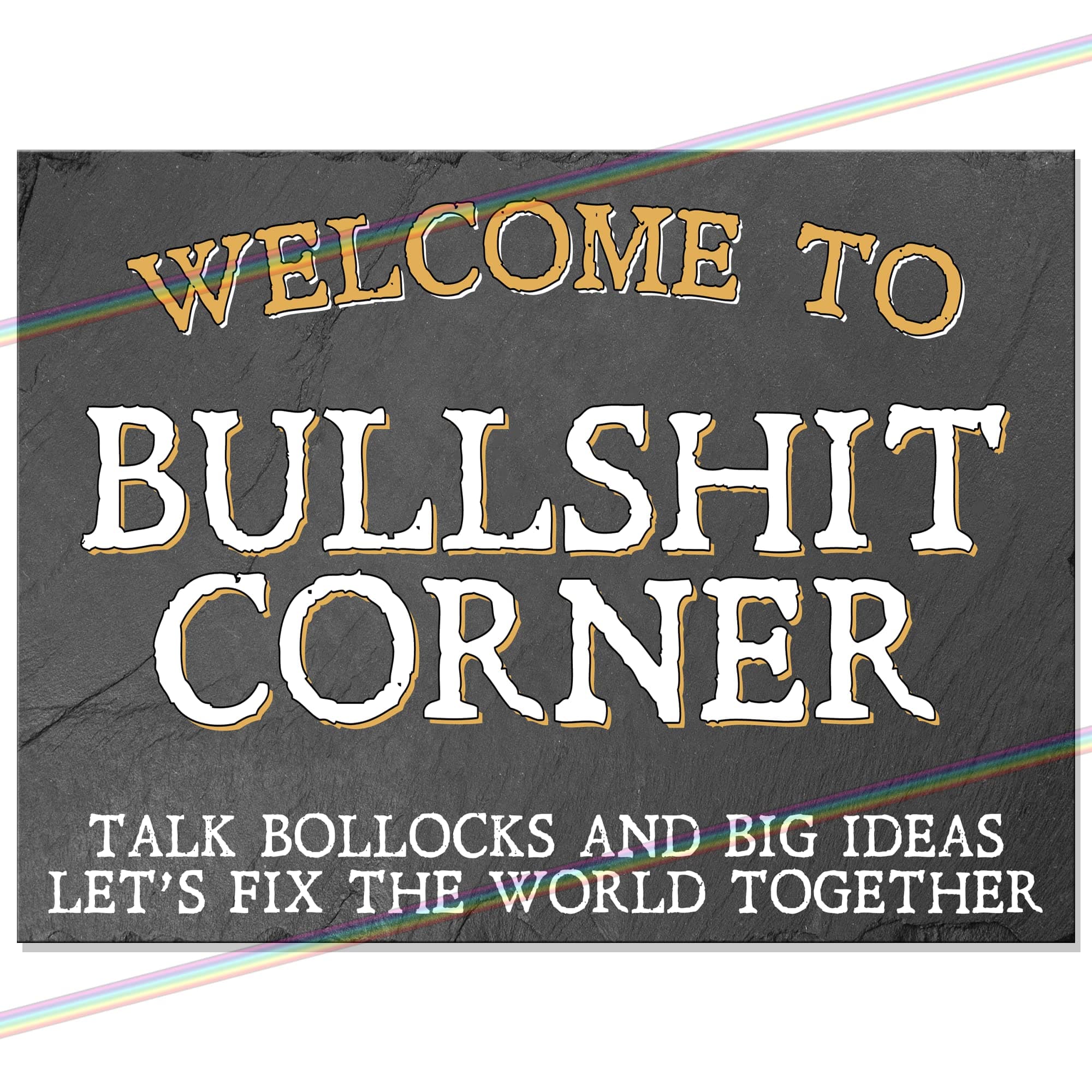 "Bullshit Corner" Metal Bar Sign – Funny Retro Tin Wall Plaque – Small 15cm x 10cm Vintage Decor for Man Cave, Pub Shed, Garage & Garden Bar – Hilarious Father’s Day Gift Made in UK