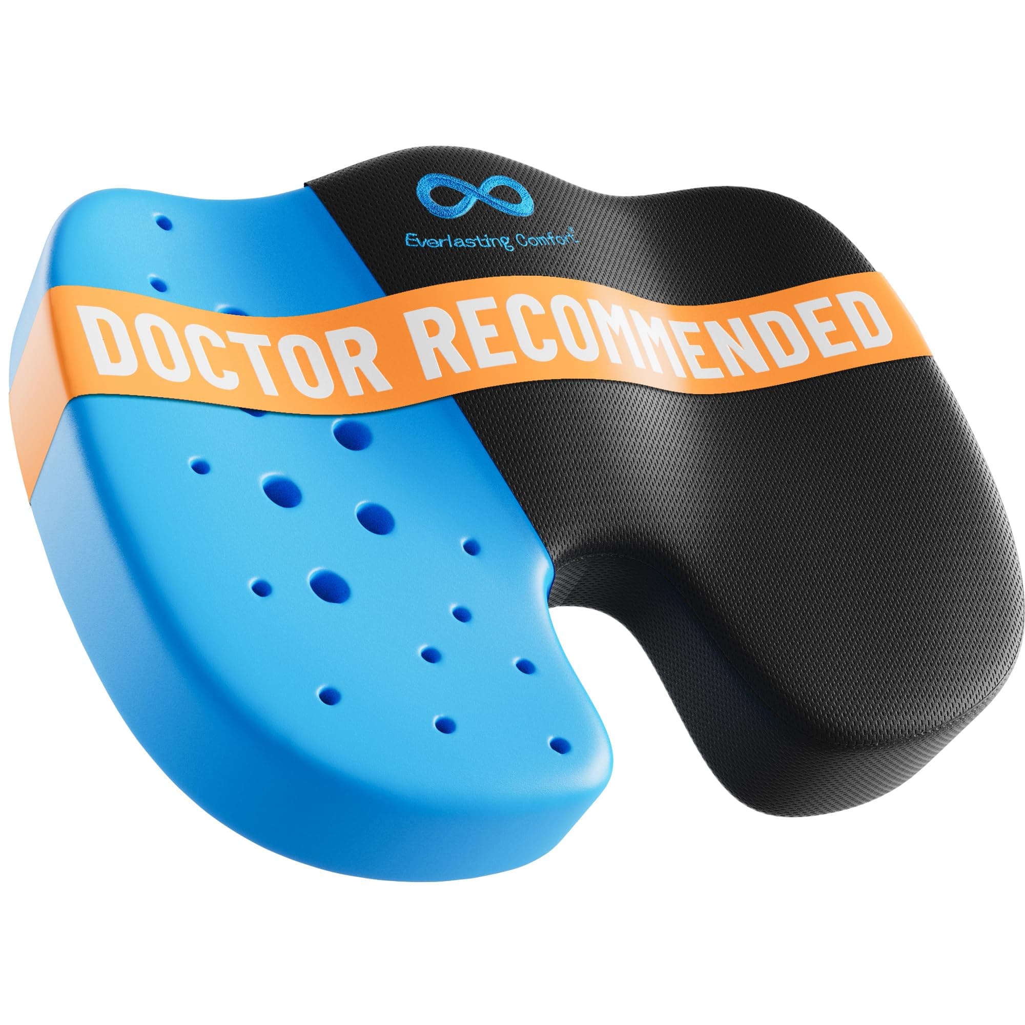 Doctor Recommended Memory Foam Seat Cushion for Office Chairs & Car - Ergonomic Office Desk Accessories - Cushions for Tailbone Pain Relief, Sciatica (Black Airflow, Large)