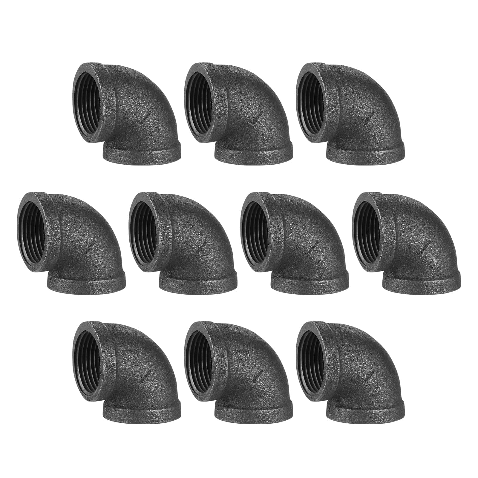 1" Pipe Fitting Elbow, 10 Pack DN25 Gray Threaded Cast Malleable Iron Elbow for Steampunk Vintage Shelf Bracket DIY Plumbing Pipe Decor Furniture (10, 1")