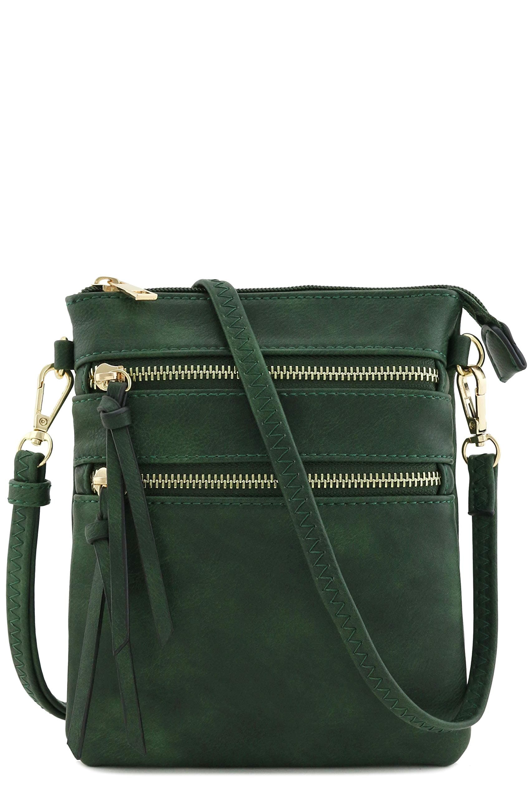 IsabelleSmall Lightweight Shoulder Bag for Women, Mini Multi Zipper Pocket Crossbody Handbag with Adjustable strap