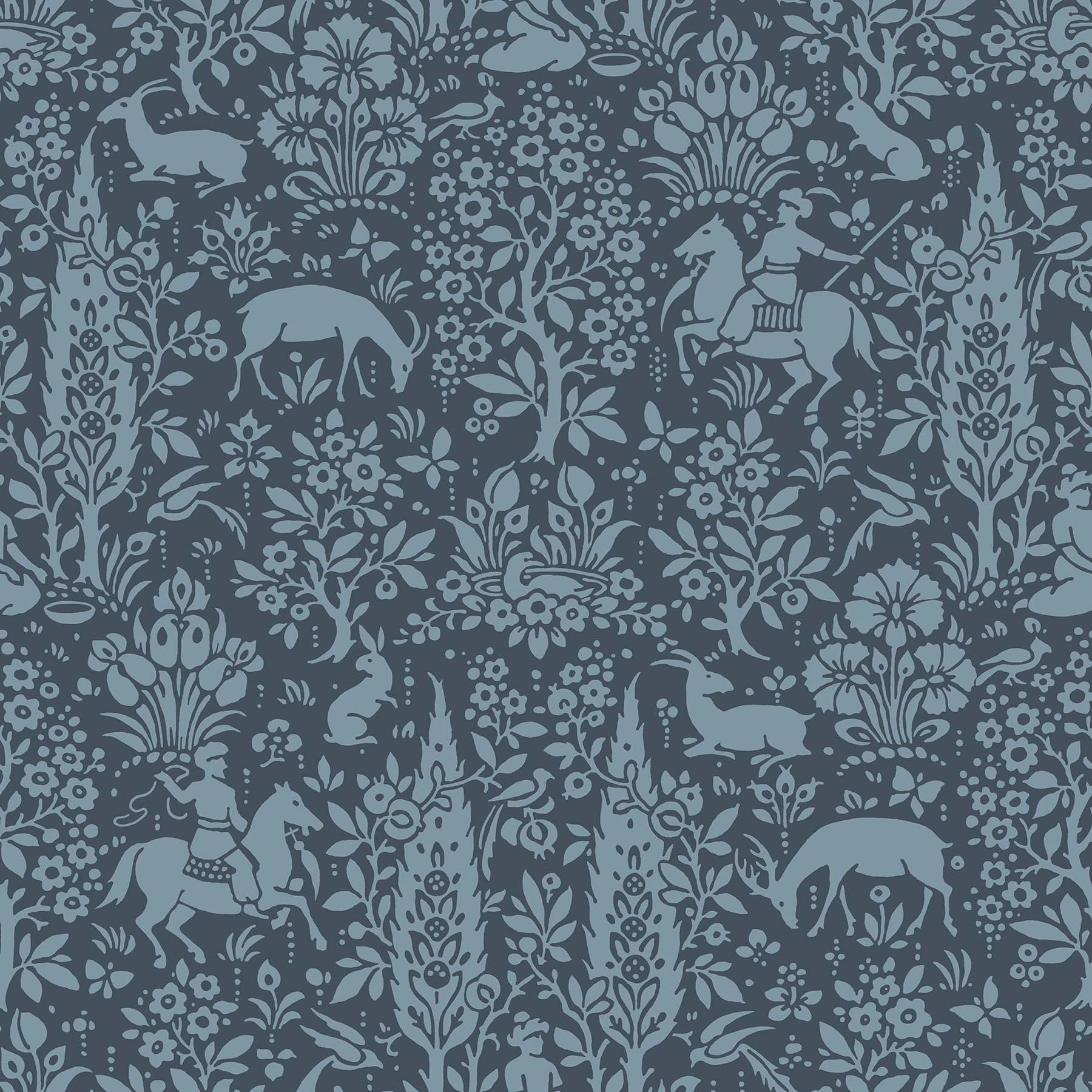 Crown Wallcoverings Woodland Wallpaper Dark Blue M1169 Full Roll
