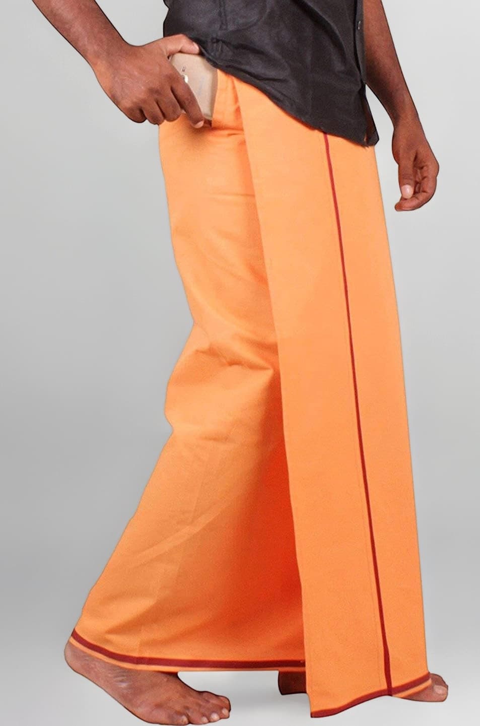 PRAKASAM COTTON Mens Pure Cotton Fine Quality Stitched Pocket welcro attachment dhoti for mens