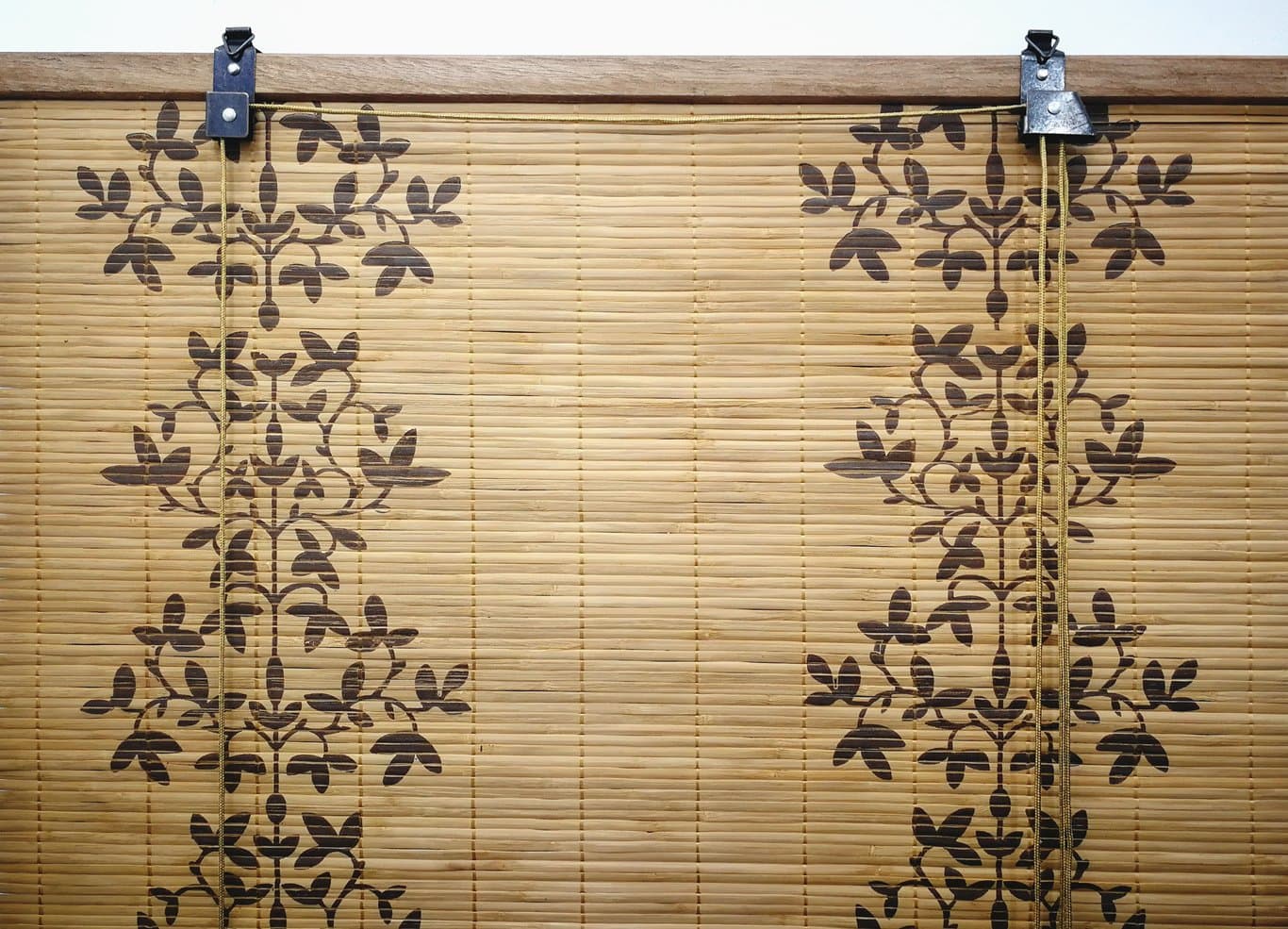 Wooden roller blinds/Vertical blackout blinds/Bamboo venetian blinds with Side Pull for Windows and Doors (60 x 175 cm, Print)