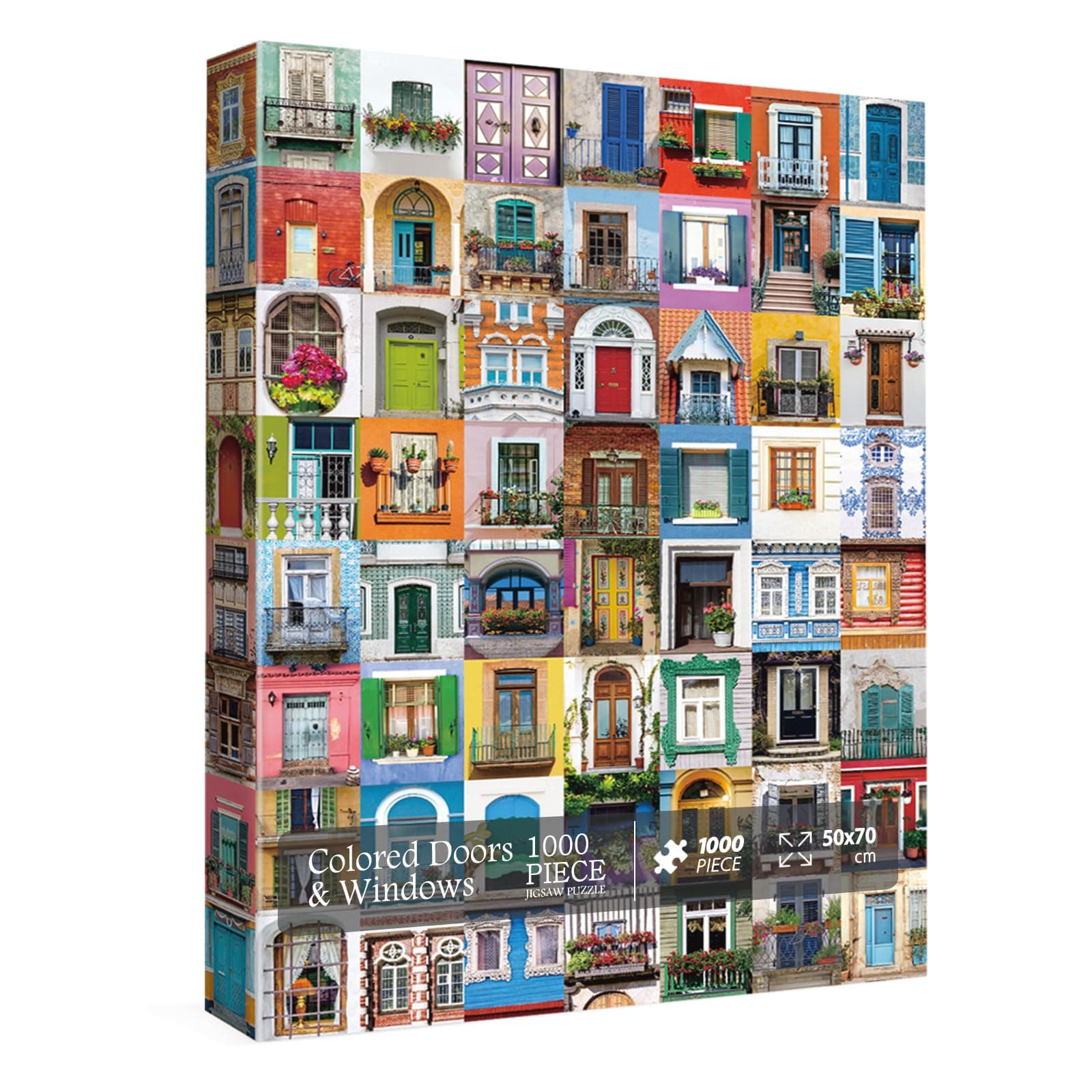 Colorful Doors and Window Jigsaw Puzzles for Adults 1000 Pieces, Vintage Jigsaw Puzzle, Funny Art Puzzles for Adults as Family Game Home Decor