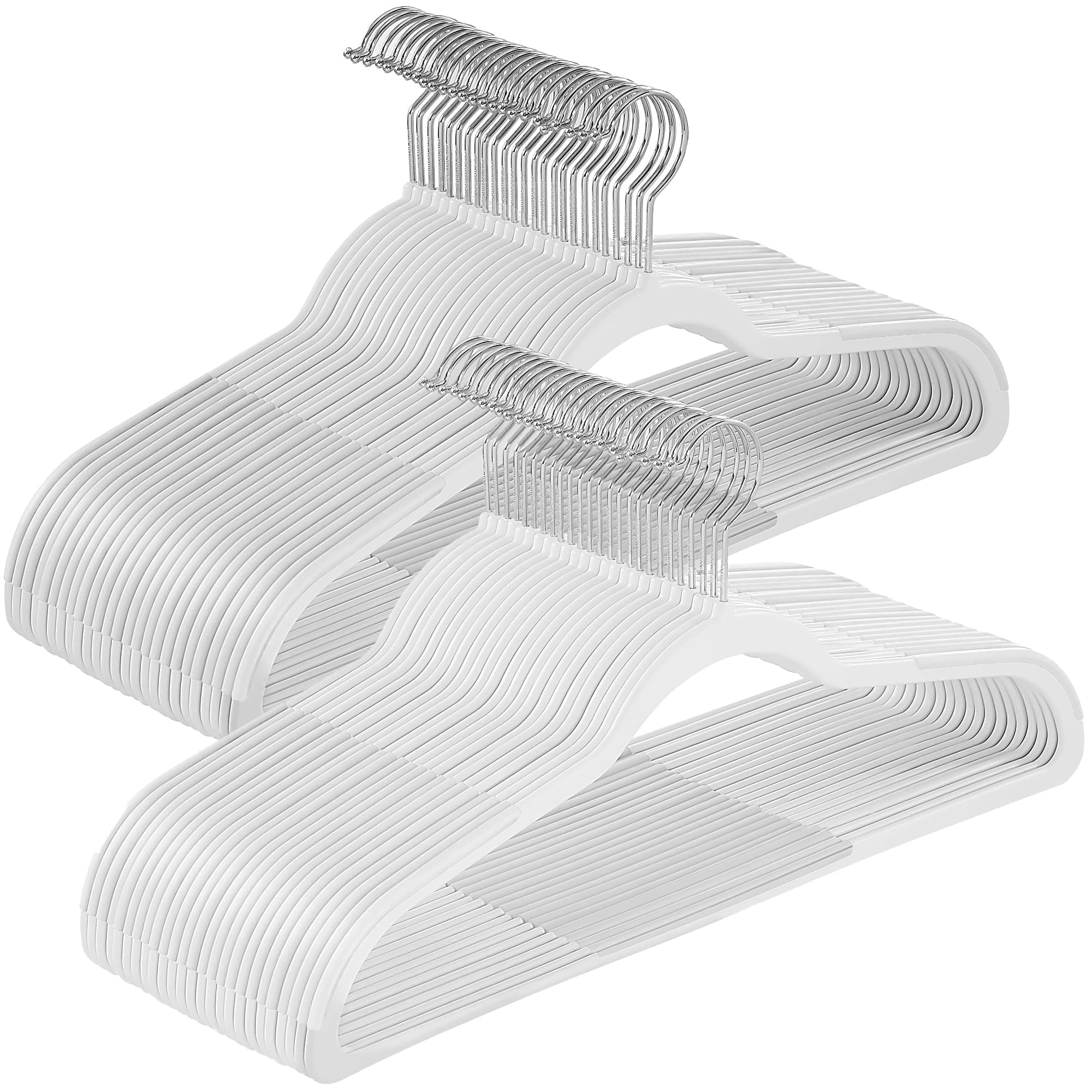 SONGMICS Clothes Hangers, Pack of 50 Plastic Coat Hangers, Space-Saving, Cloud White UCRP050W05