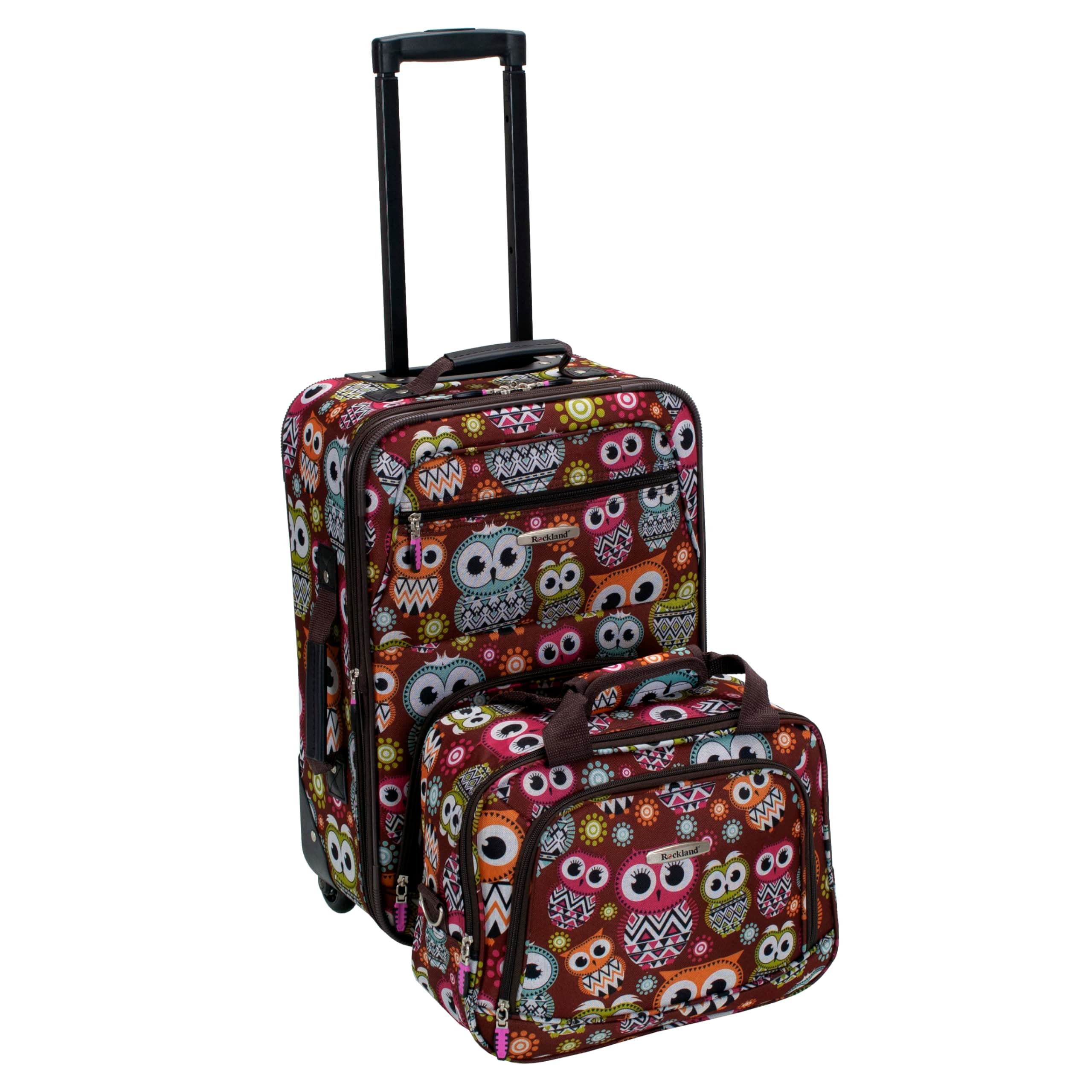Fashion Softside Upright Luggage Set, Expandable, Owl, 2-Piece (14/19)