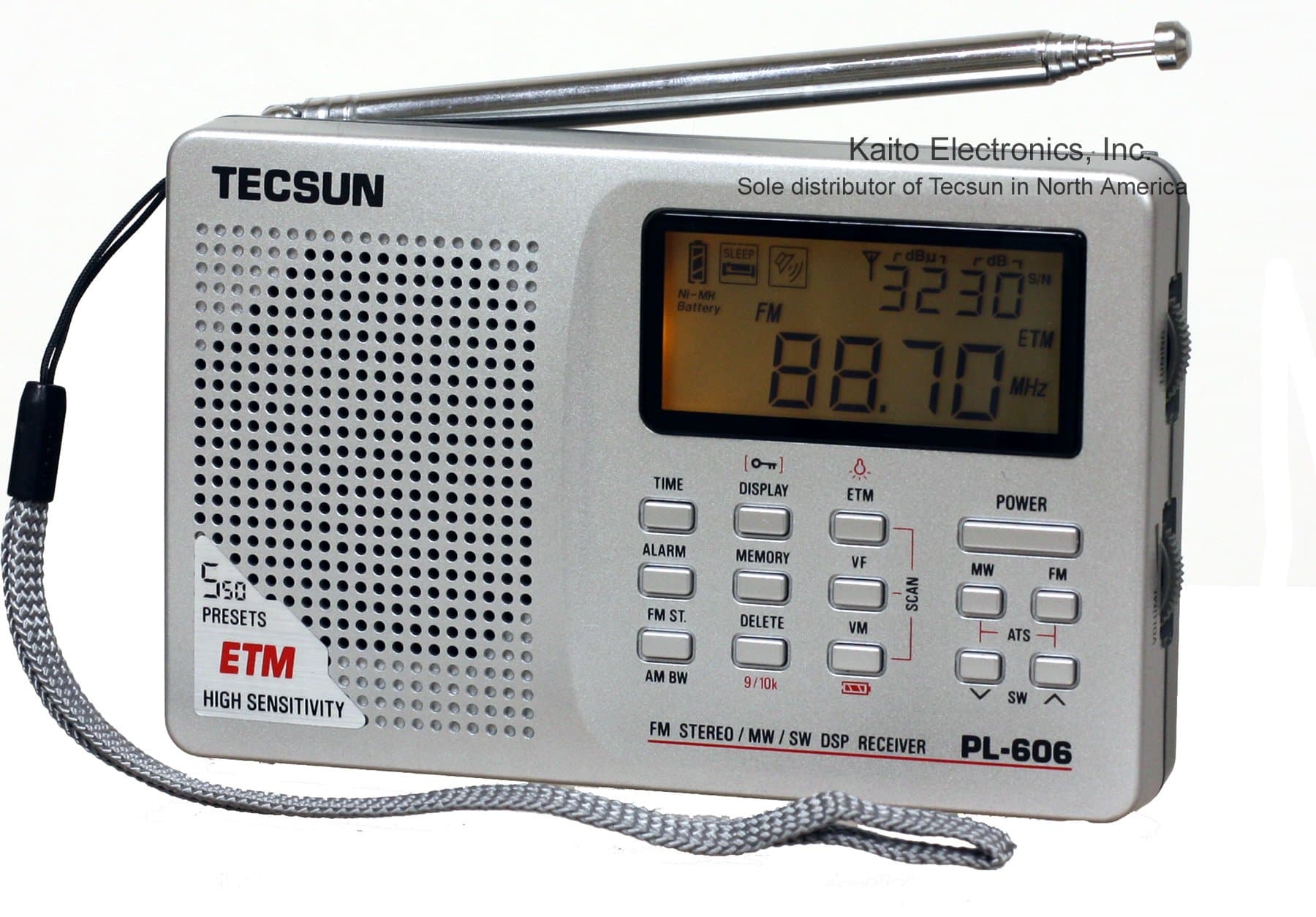 Tecsun PL-606 Digital PLL Portable AM/FM Shortwave Radio with DSP, Silver