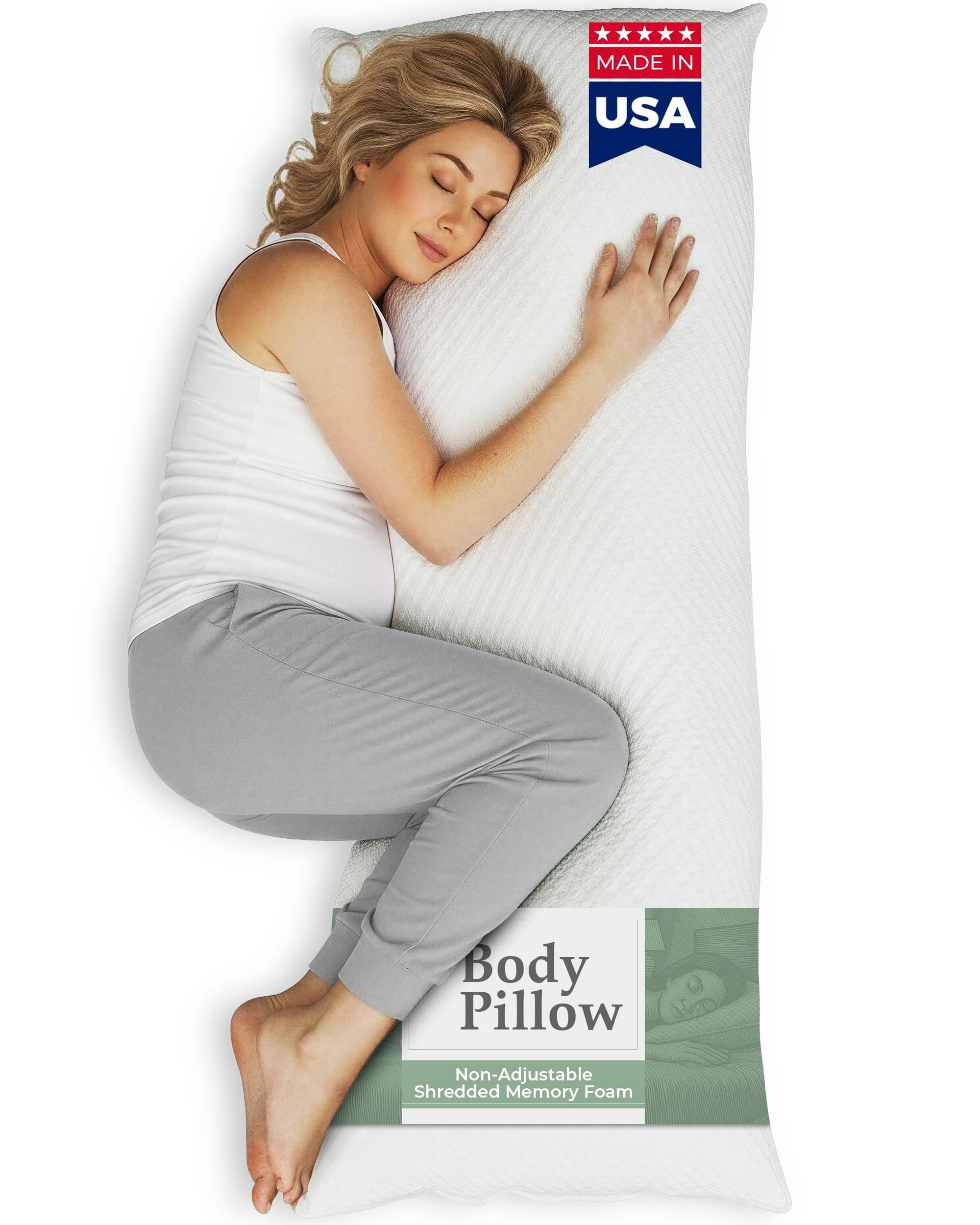 Snuggle-Pedic Long Body Pillow for Adults - Big 20x54 Pregnancy Pillows w/Shredded Memory Foam & Bamboo Cooling Pillow Cover - Cuddle Pillow for Bed, Firm Maternity Side Sleeper Pillow Insert to Hug