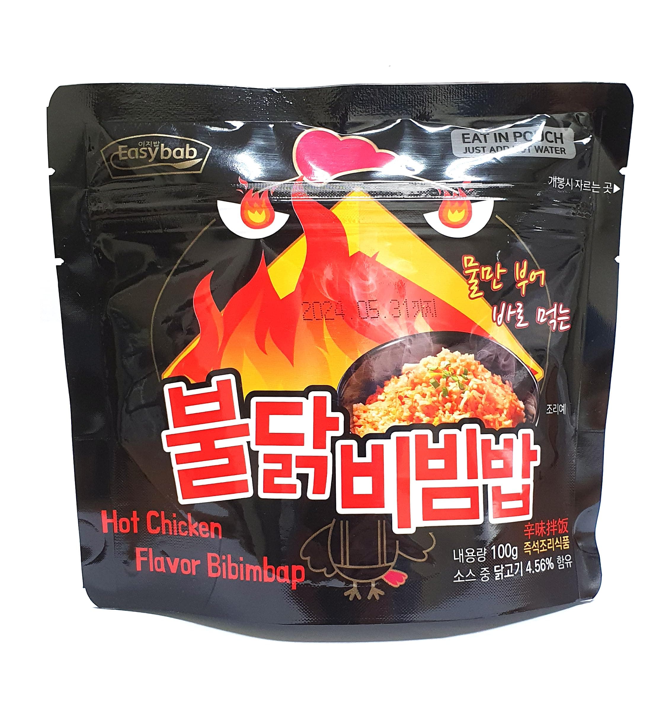 LENITH Buldak Bibimbap Buldark Sauce Mixed Rice MRE Camping and Outdoor Just Add Hot Water Traditional Local Food of Korea 100g (Pack of 1)
