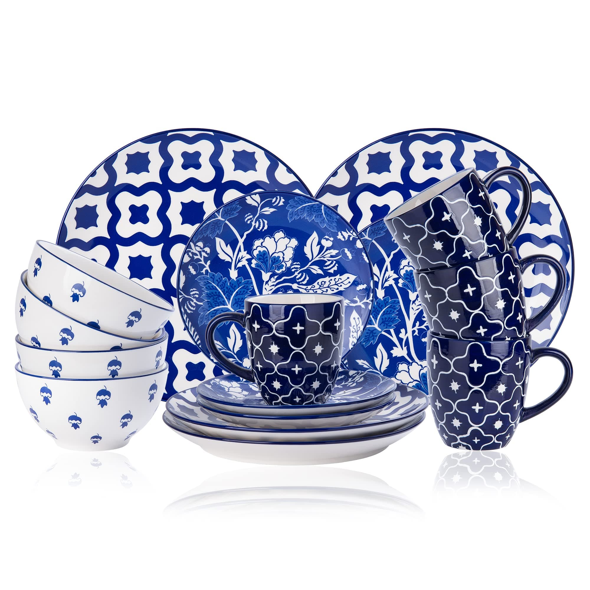 Wisenvoy Plates and Bowls Sets Dinnerware Sets 16 Piece Dinner Plates Stoneware Dinnerware Set Dish Set for 4