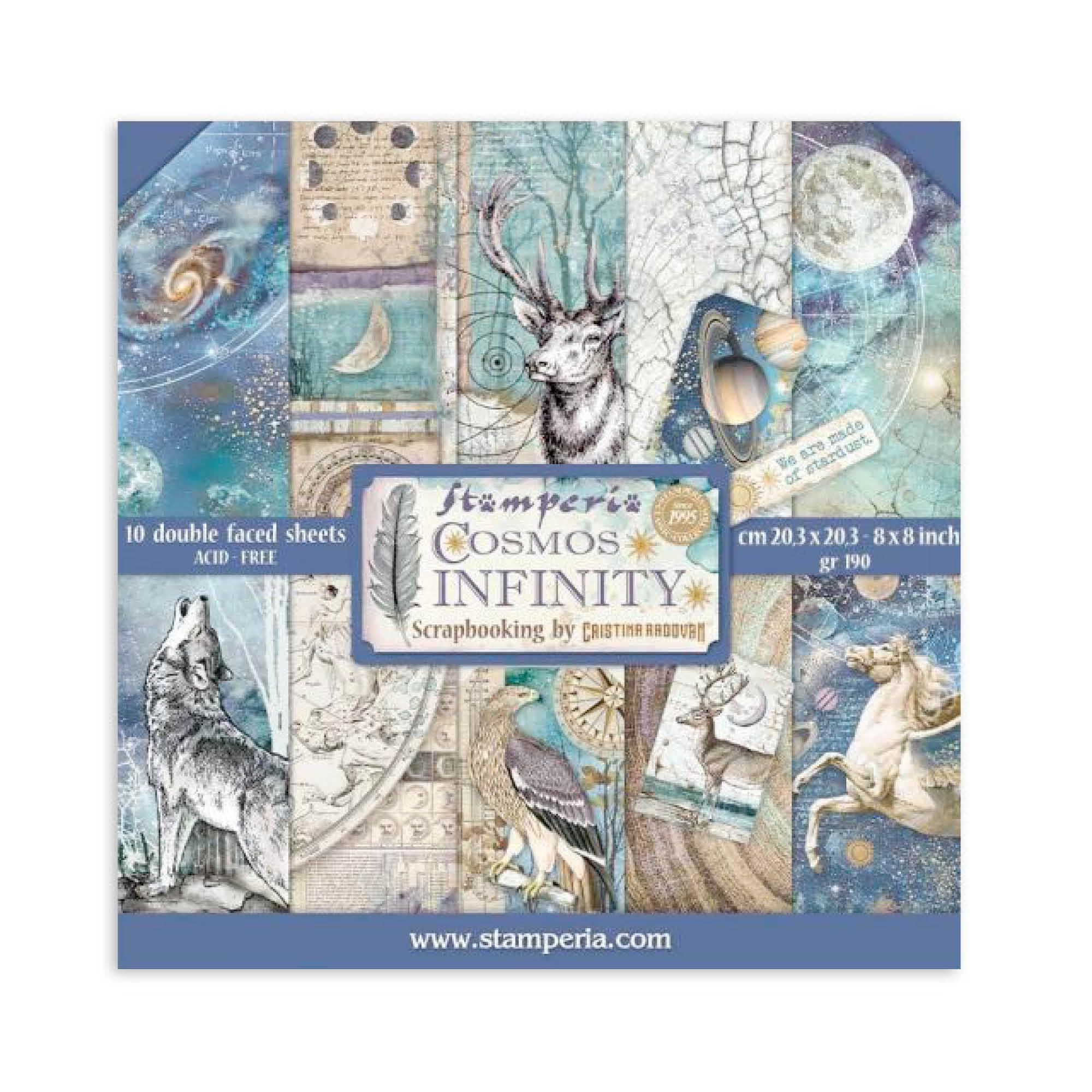 INTERNATIONAL, KFT SBBS11 Paper PAD 8X8 10PK Cosmos, 20.3 x 20.3 (8" x 8"), Multicoloured