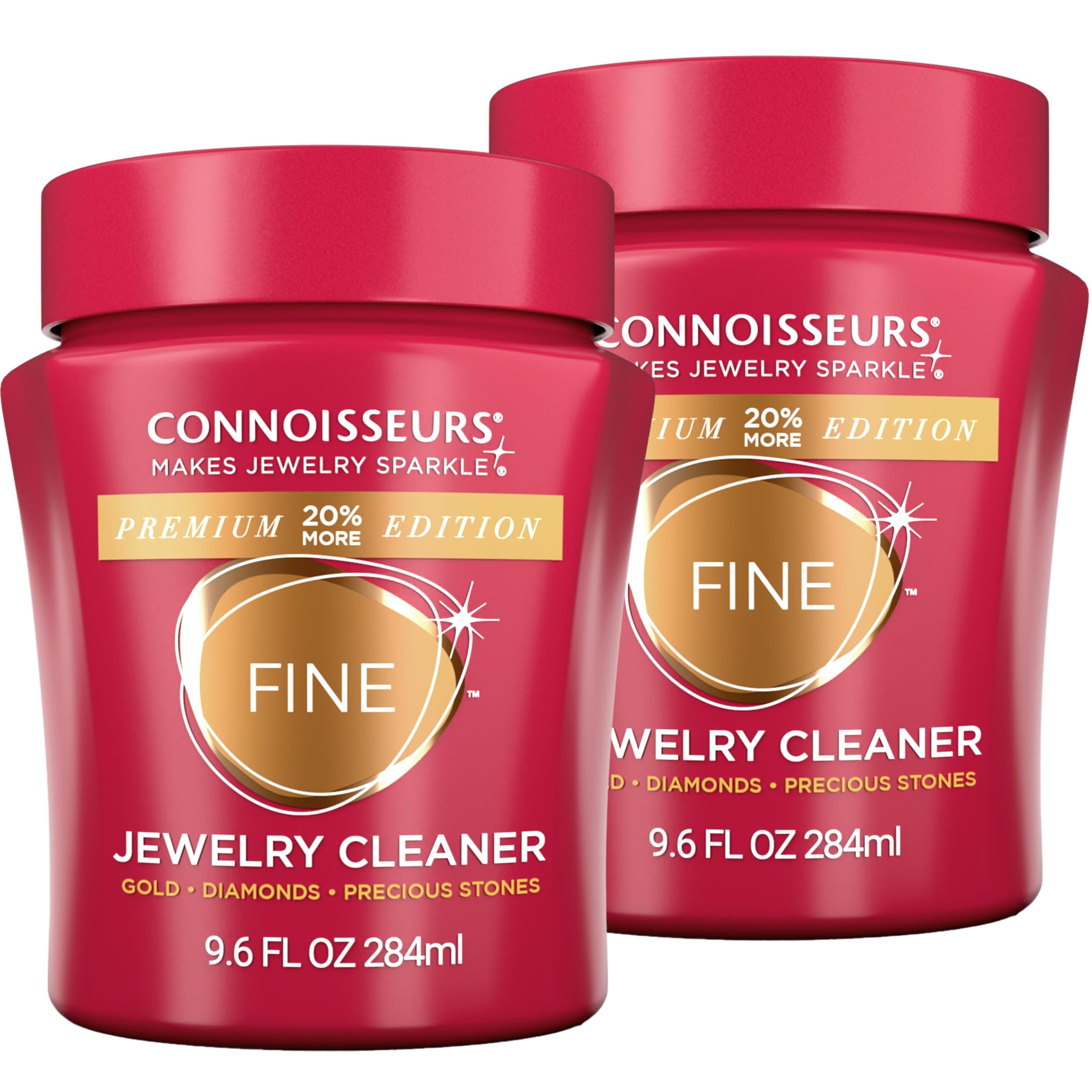 CONNOISSEURS Premium Edition Jewelry Cleaner, Value Size 9.6oz - Pick from Fine, Silver or Delicate Jewelry Cleaner