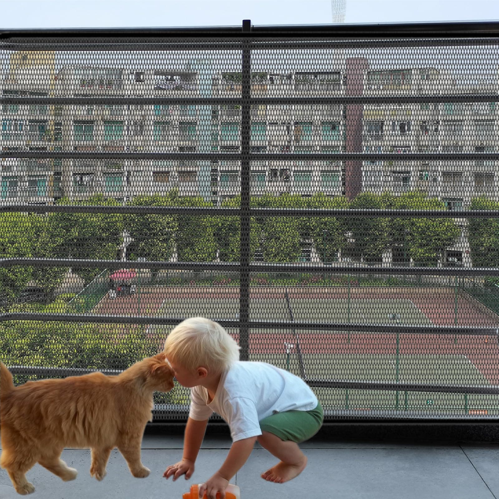 Balcony Safety Net for Kids Banister Guard Pet Balcony Guard Balcony Netting for Pets-10ft X 3ft Thick Rail Net for Balcony Apartment Cat Netting Balcony Safety Netting for Railings Stair (Black)