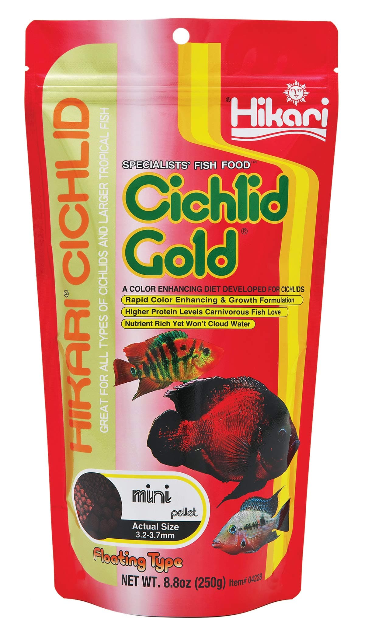 Cichlid Gold Floating Pellets Fish Food Mini 250g, All Life Stages