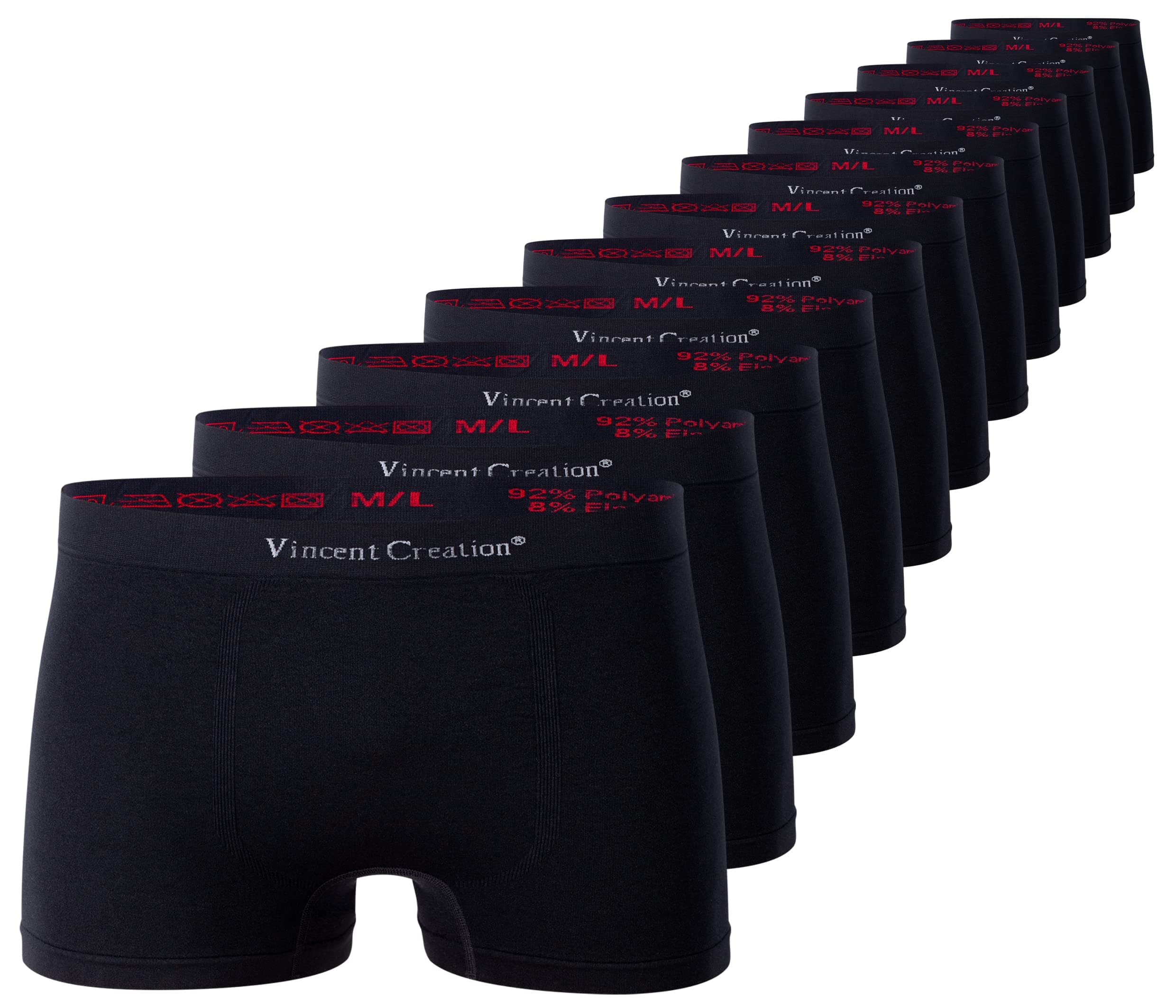 Vincent Creation Pack of 12 Men's Seamless Boxer Shorts, Seamless Retro Shorts, Smooth Soft Microfibre