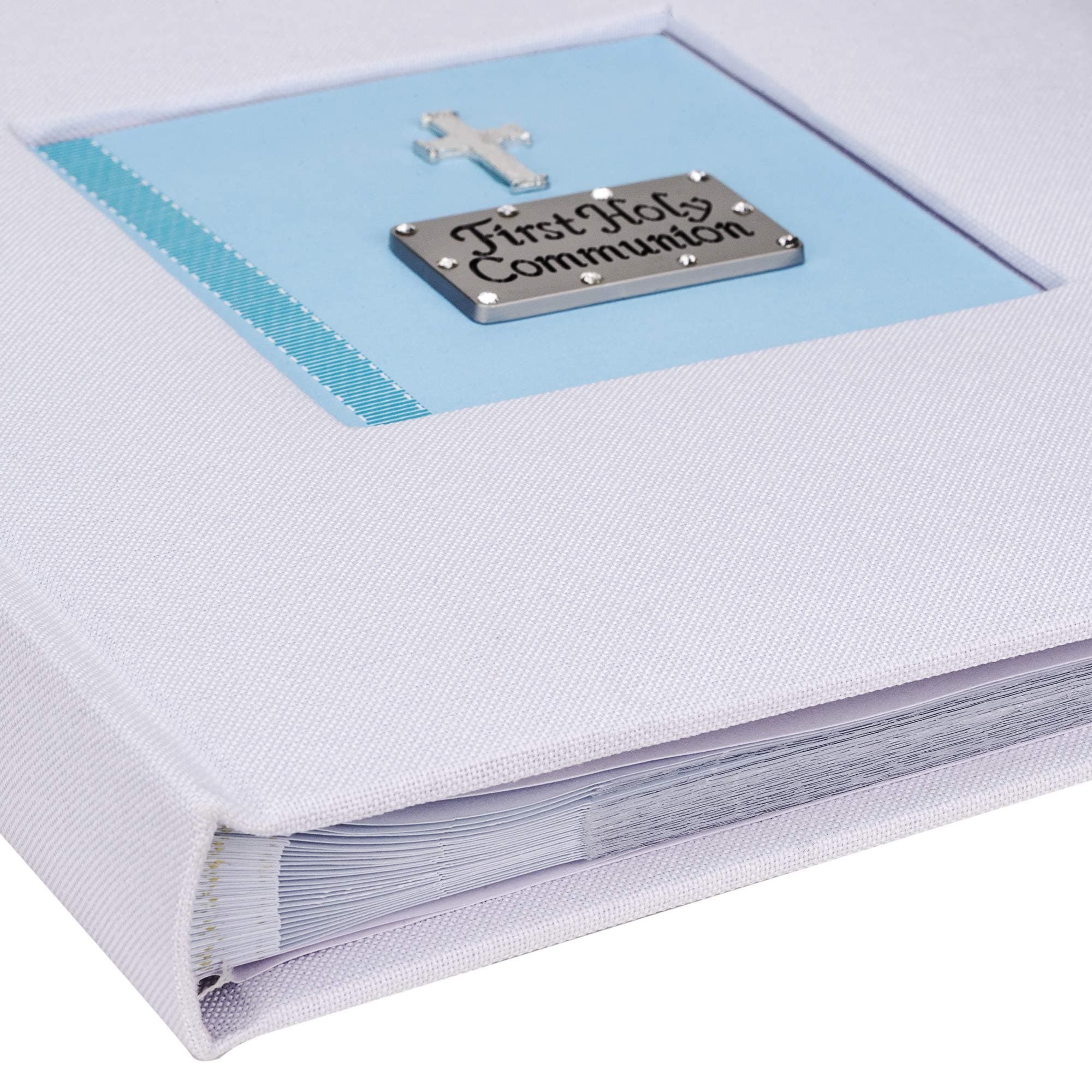 First Holy Communion linen photo album, holds 100 6x4 inch photos - 3 colour options (Blue)