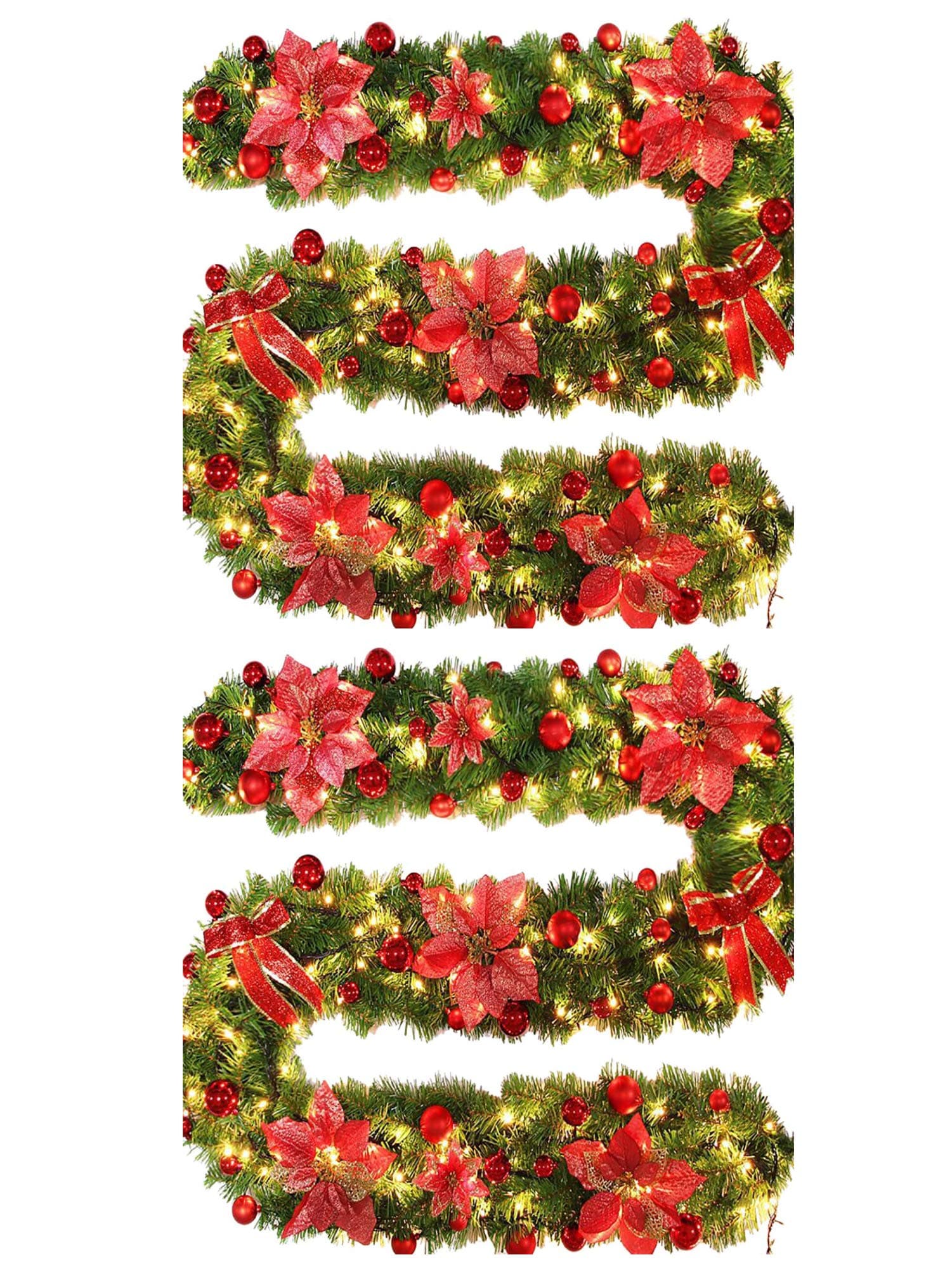 EZSTAX 2pcs Christmas Garland Artificial Pine Wreath Garlands Xmas Decorations 8.9ft/2.7M