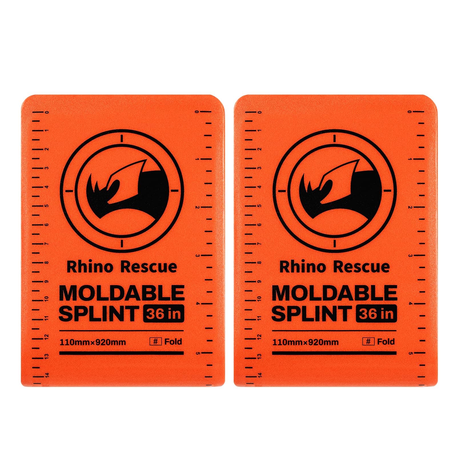 RHINO RESCUE First Aid Splint 36" X 4.3" Orange-Gray, Keep Bones in Position (2, Folded)