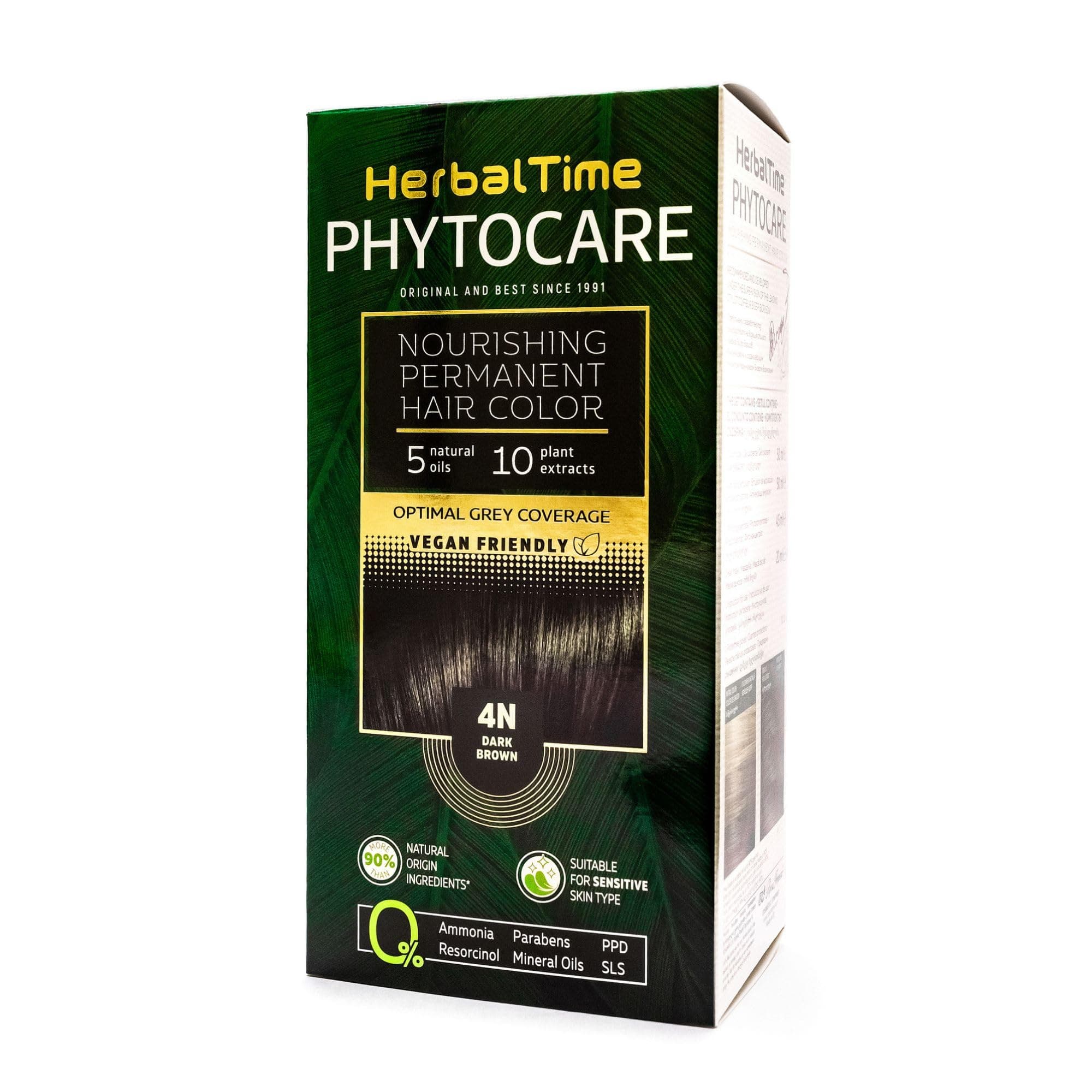 Phytocare Permanent Hair Dye Color Dark Brown 4N | Professional Natural Hair Dye Kit | Nourish and Protect Your Hair | Ammonia, PPD and SLS Free | 124.5 ml