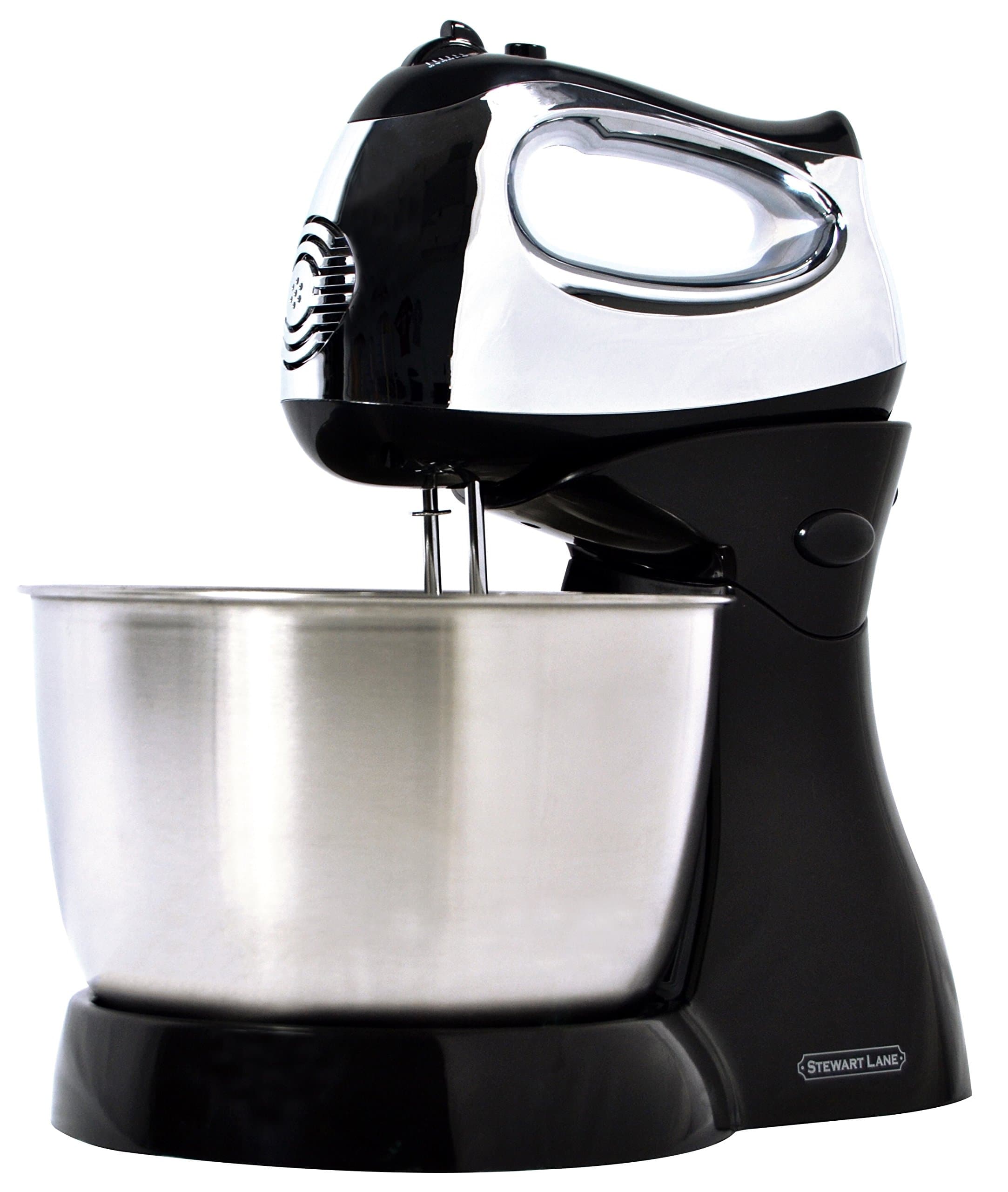 Stewart Lane Easy-To-Use (2-In-1) Tilt-Head Stand Mixer / Detachable Hand Mixer, Powerful 200-Watt 5-Speed Electric Motor, 3.2 Quart Stainless Steel Bowl 2 Chrome Beaters 2 Chrome Dough Kneading Hooks