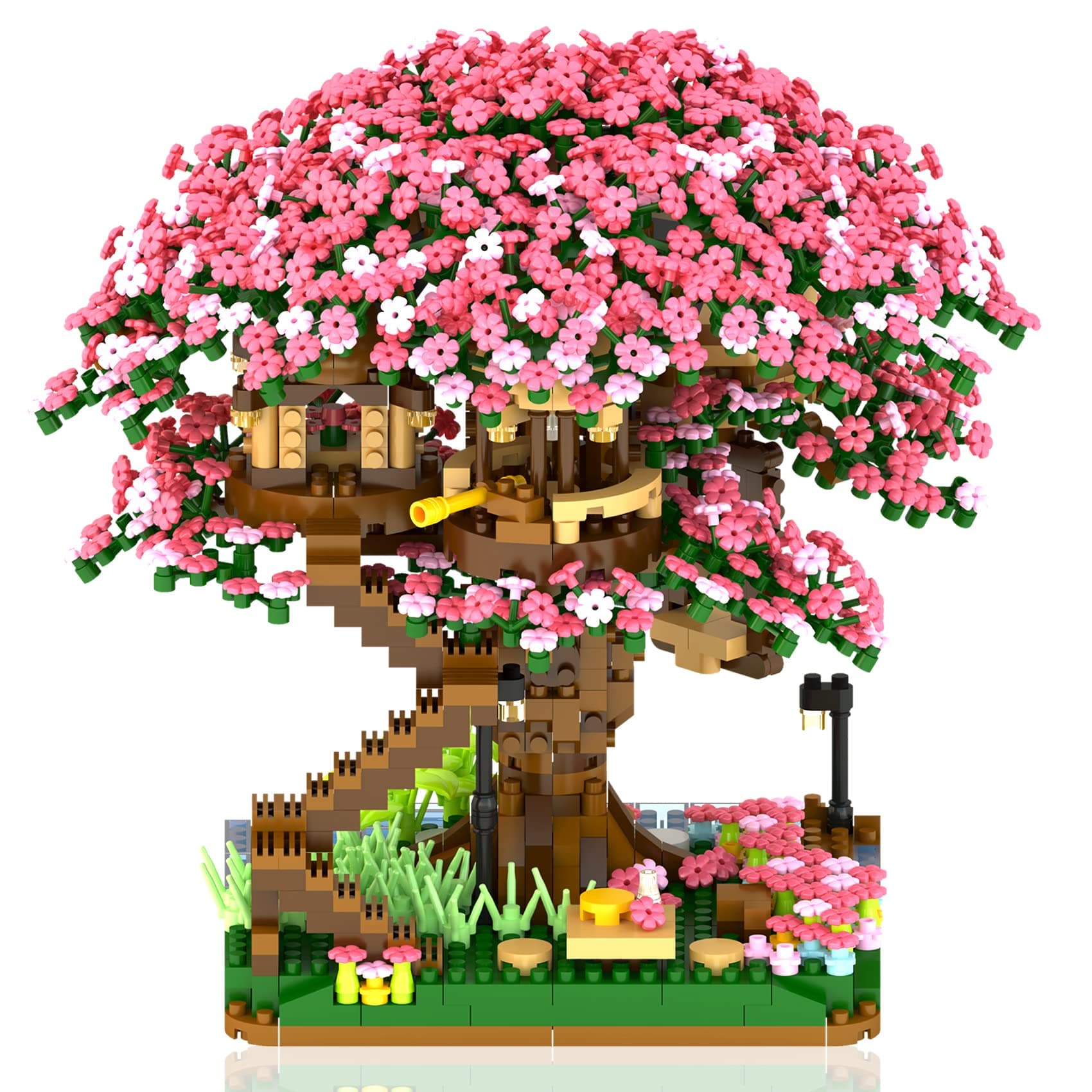 B&LHCX Cherry Bonsai Tree Building Sets for Girls mini Building Blocks of Cherry Blossom Bonsai Tree kit,2008pcs Mini Bricks Sakura Tree House, Good Choice for Kids and Adults.
