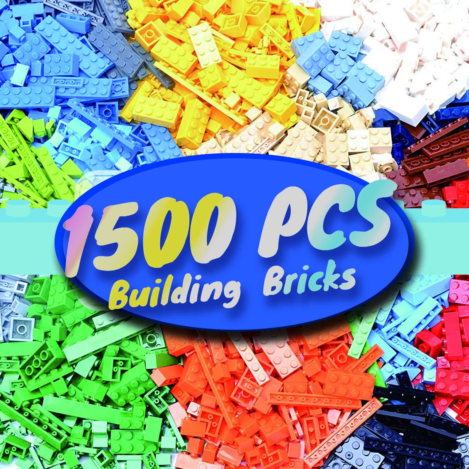1500 Pieces Building Bricks, Classic Bulk Small Blocks, Classic Bricks Set Basic Building Blocks Compatible with All Major Brands
