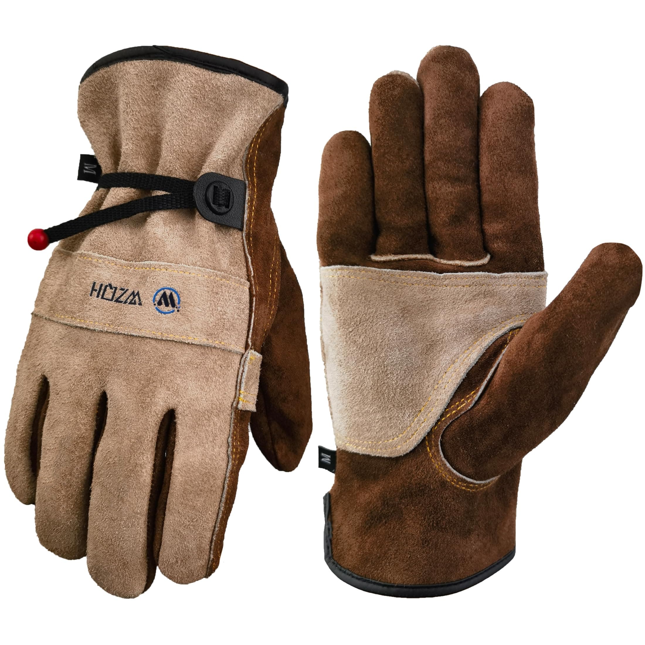 Leather Work Gloves for Men or Women. Medium Glove for Gardening, Tig/Mig Welding, Construction, Chainsaw, Farm, Ranch, etc. Cowhide, Cotton Lined, Utility, Firm Grip, Durable. Coffee-grey M