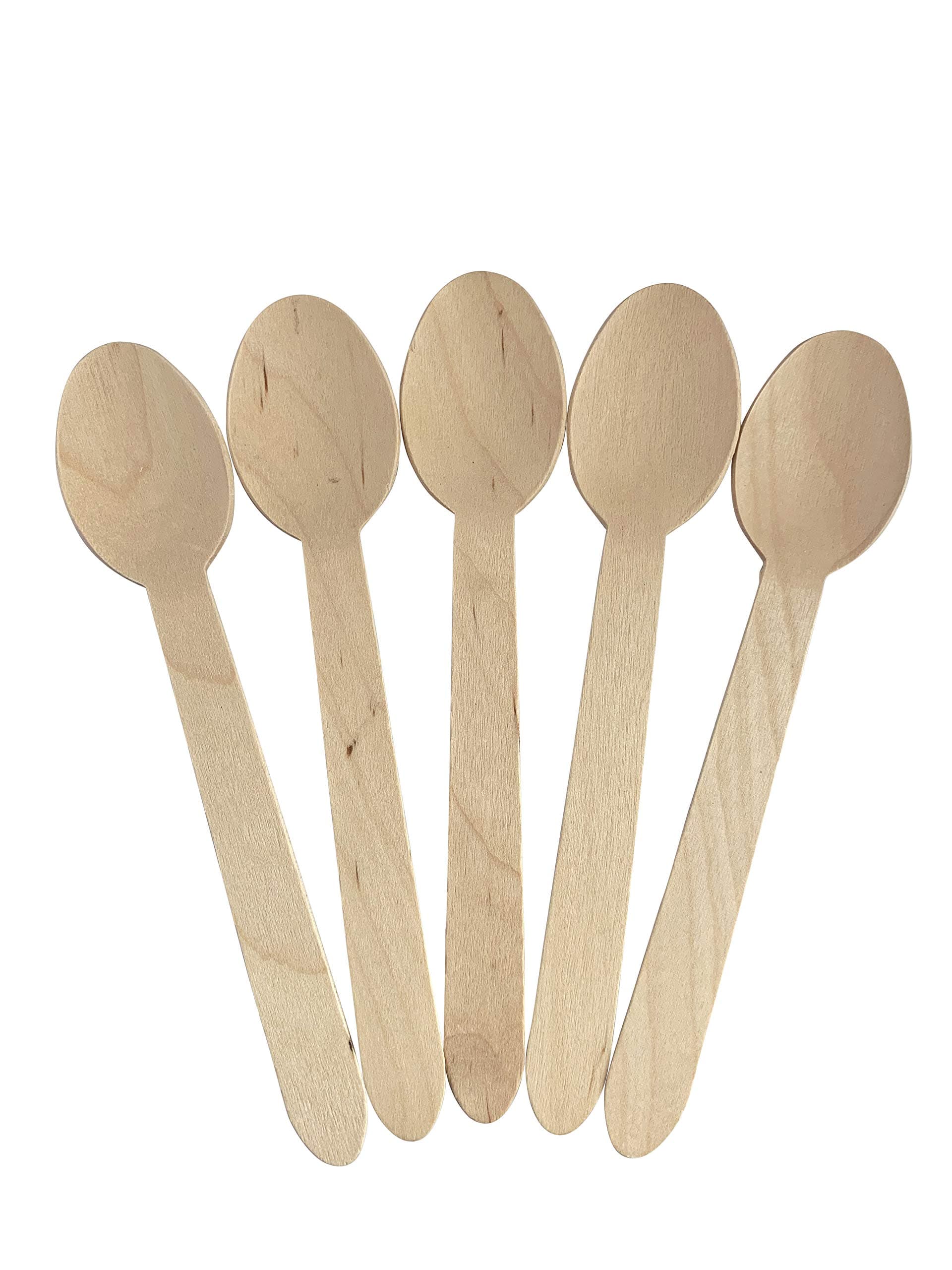 KingSealDisposable Birch Wood Cutlery Spoons, Biodegradable and Earth Friendly, 6.25 Inch Length - 1 Pack of 100 pcs