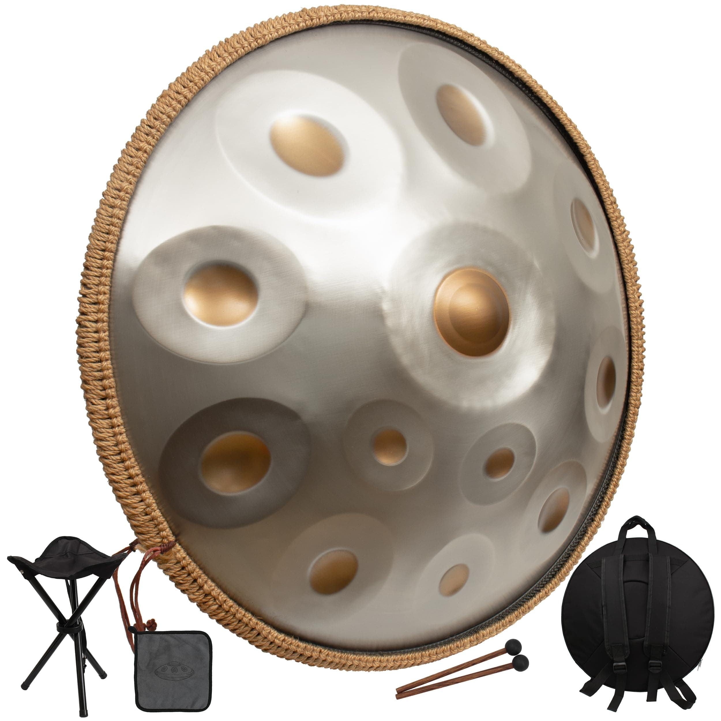 Handpan Drum 22 Inch for Adults,D Minor Kurd 12 Notes - 440HZ Professional Hand Pan,Handpan Instrument,Hand Drum (Silver)