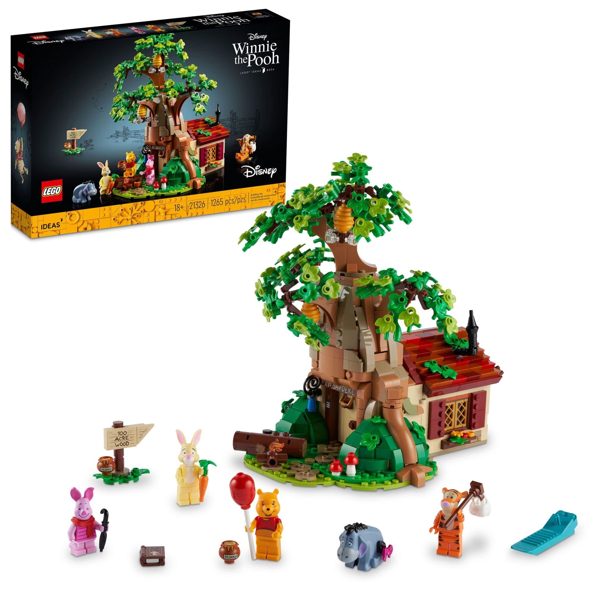Ideas Disney Winnie The Pooh 21326 Building Set - Home Décor Collectible Gift with Piglet Minifigure and Eeyore Figure, Pooh Bear House Opens for Easy Access, Classic Display Model for Adults