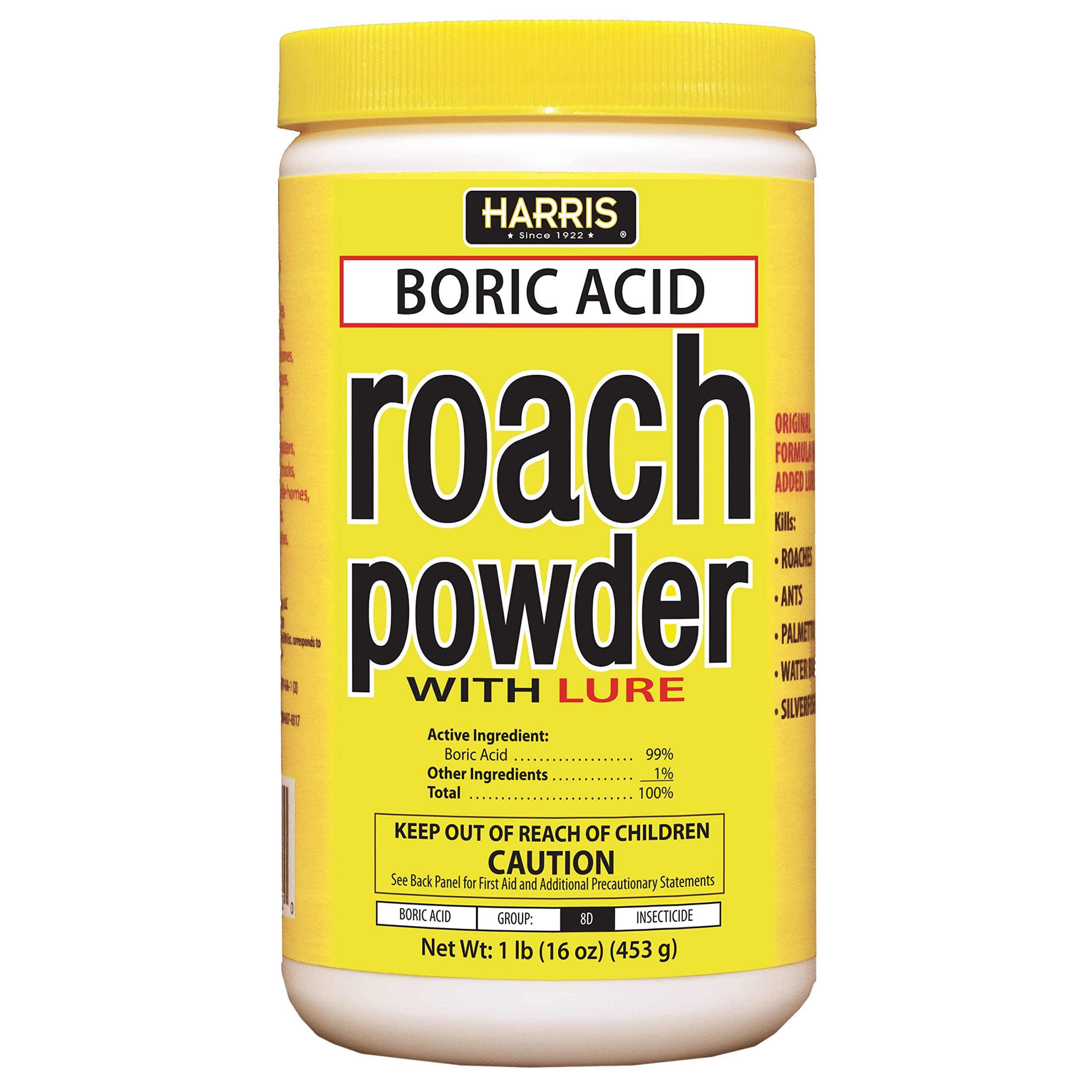 Harris Boric Acid Roach Killer Powder with Lure, 16oz