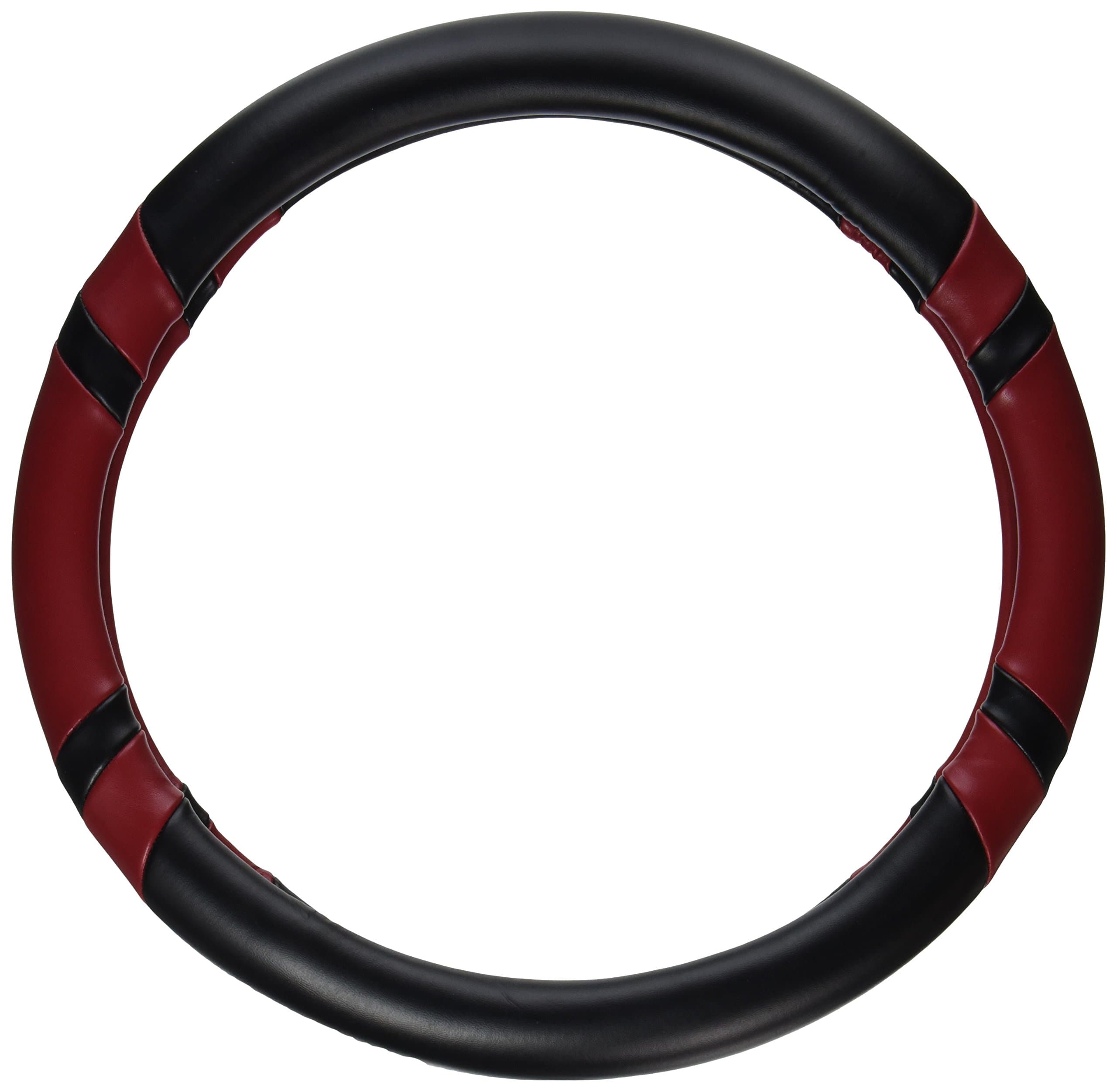 Merry Automotive New Grid Design Steering Wheel Cover for Your Car,leather Material,diameter 38cm,four Seasons General (Red)