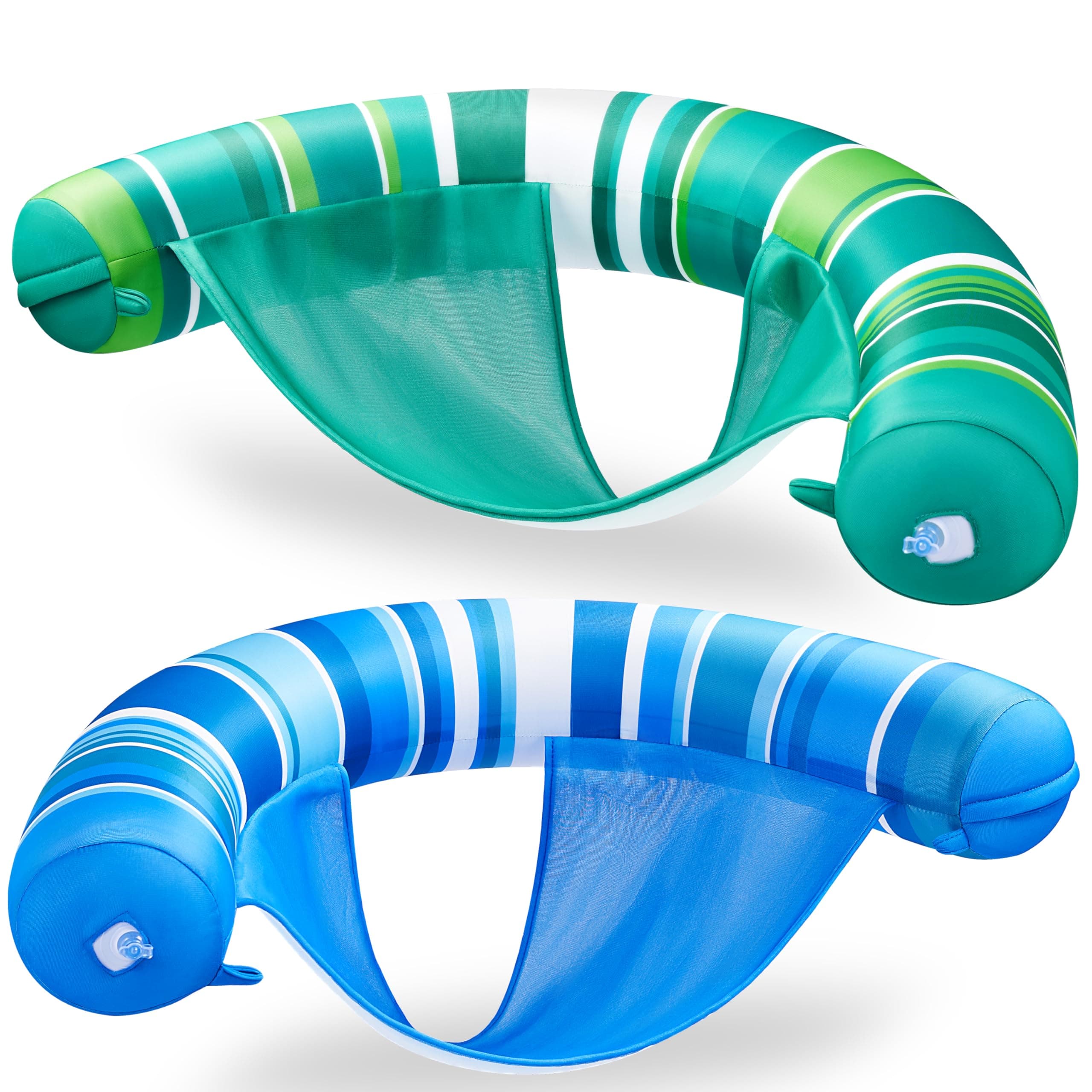 Inflatable Pool Floats Chairs Adults, 2 Packs Floating Noodle Chair with Stripes Design Soft Fabric Covered with Sling for Swimming Pool Water Chair Pool Lounger Party Floaties
