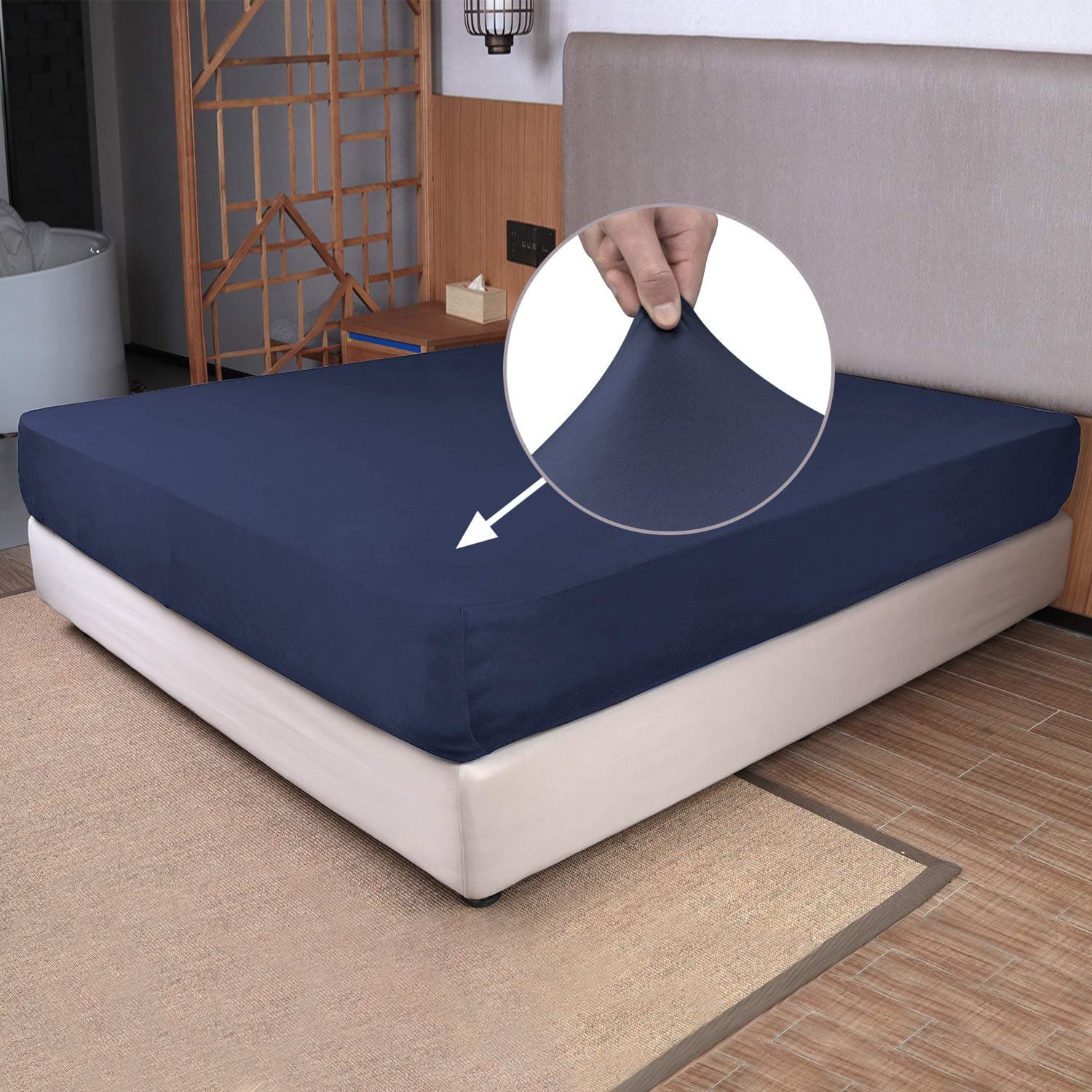 N&Y HOME Twin Fitted Bedsheet Navy Blue