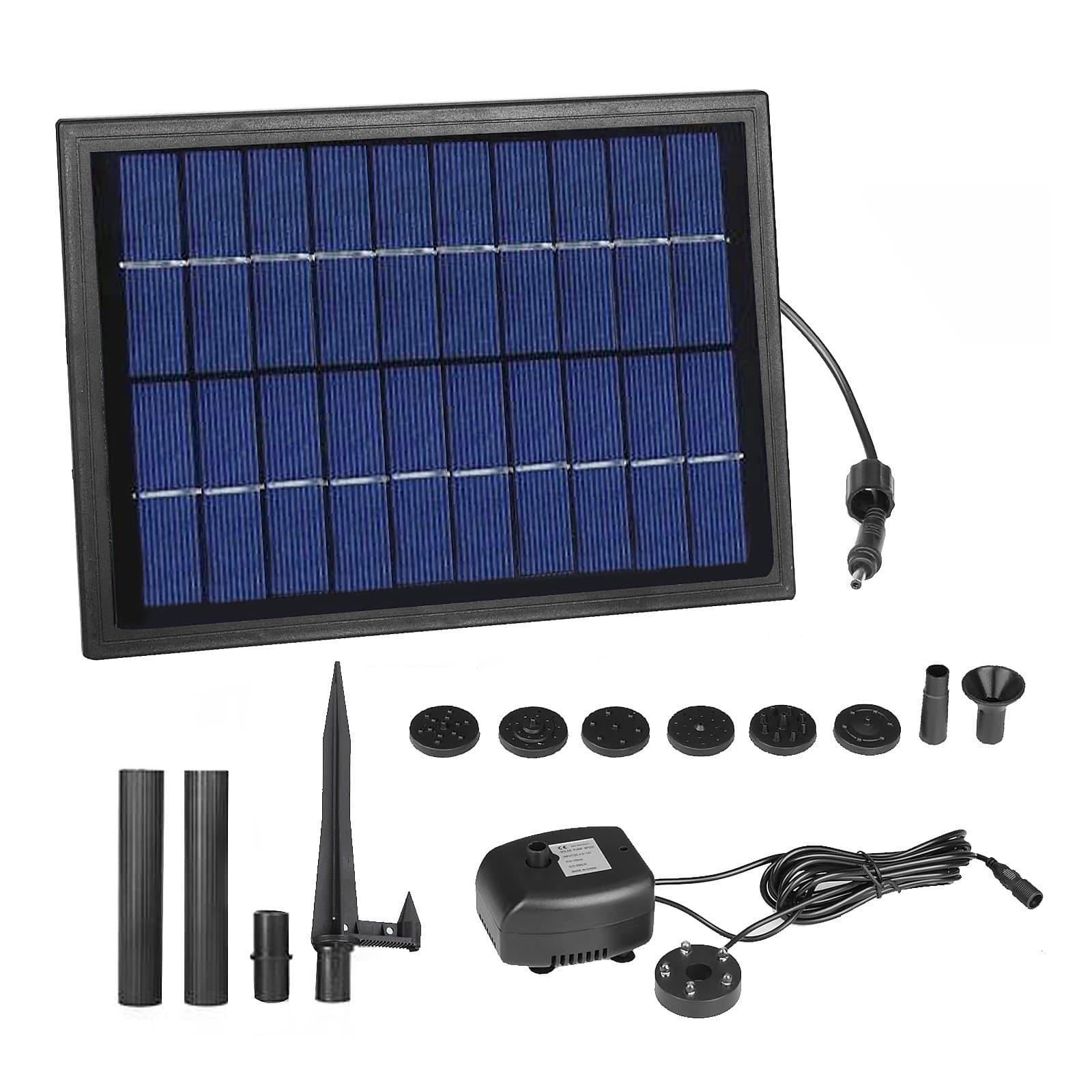 MOUNTAIN_ARK Outdoor Solar Powered Fountain Water Pump with LED Lighting Kit Decorative Waterfall Submersible for Pool Garden Pond Bird Bath